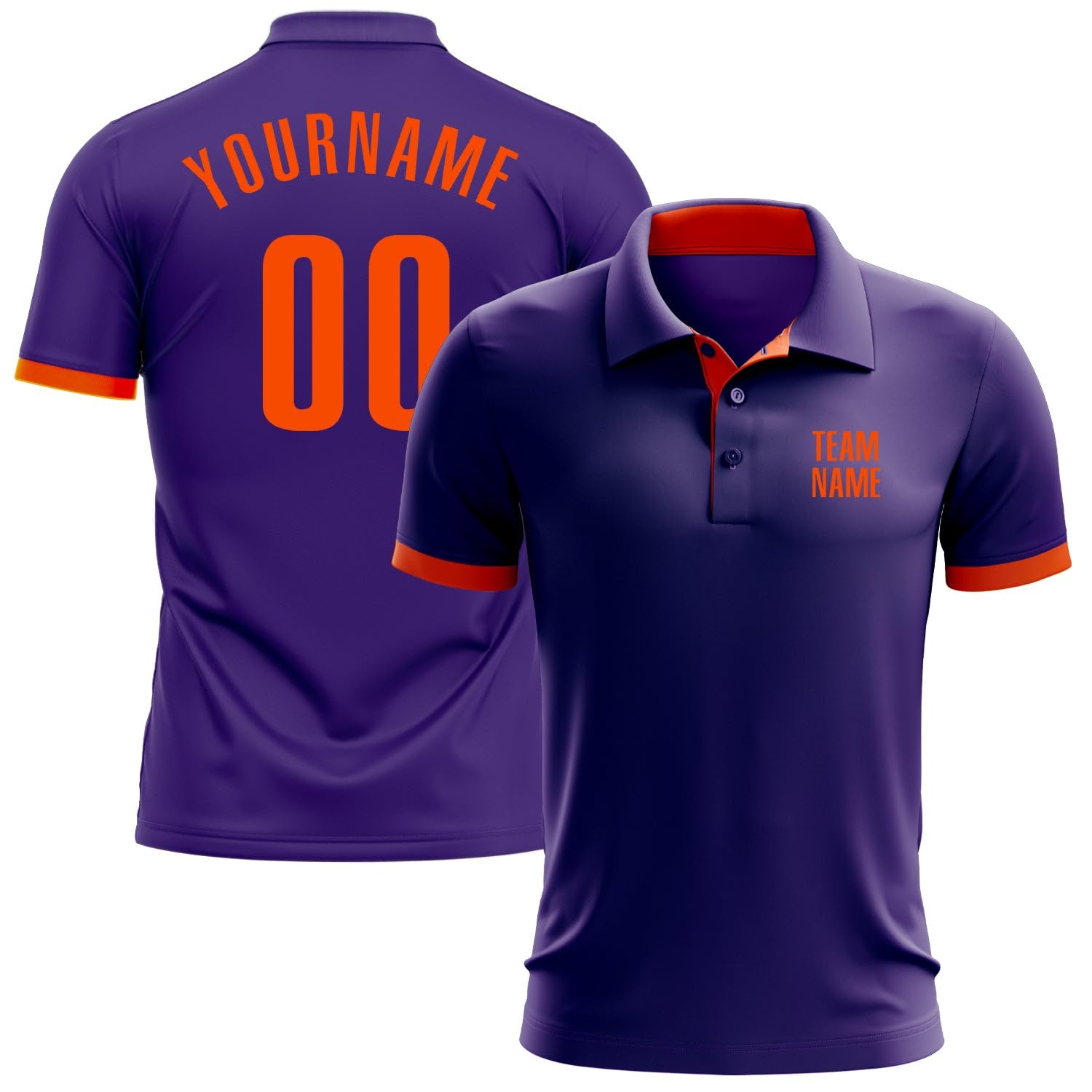 Generic Custom Darts Bowling Golf Polo Shirts for Men Women Youth, Purple Orange Personalized Golf Shirts Printed Name Number Logo