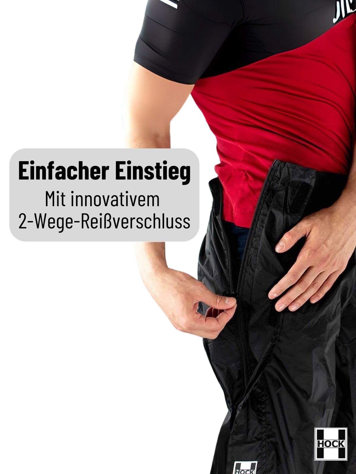 HOCK Pantaloni da Pioggia Unisex per Una vestibilità Comoda, con Cerniera a Due Vie e Traspiranti, Estremamente Impermeabili (Colonna d'Acqua 10.000 mm), Pantaloni da Pioggia da Uomo e