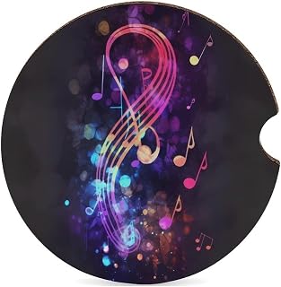 Colorful Galaxy Music Note Car Cup Coaster 1PCS Universal Automotive Waterproof Non-Slip Cup Holders Dustproof Automotive Drink Coasters for Vehicles Trucks RVs and More