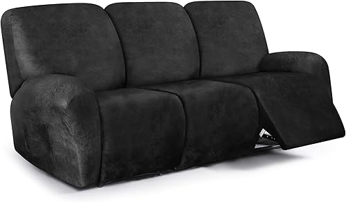 Miniatura 80 de Fundas para sillas reclinables con aspecto de cuero, funda elástica de 4 piezas, funda suave para silla reclinable, protector de muebles lavable