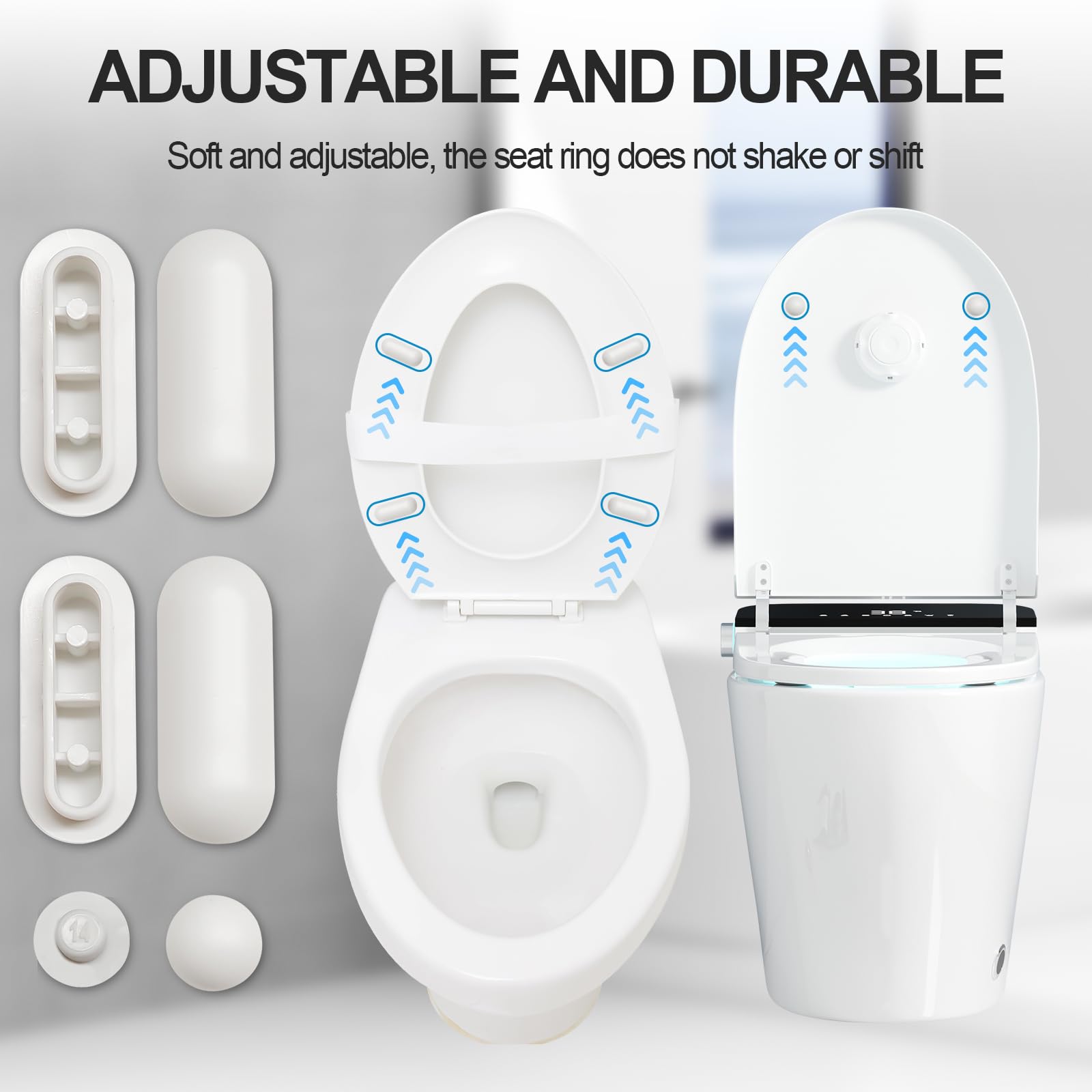 Kit Completo 12 Pezzi per Sedile WC - Paracolpi, Fissaggi e Gommini Universali per Tavoletta Water - Compatibile con Tutti i Modelli Standard (Bianco)