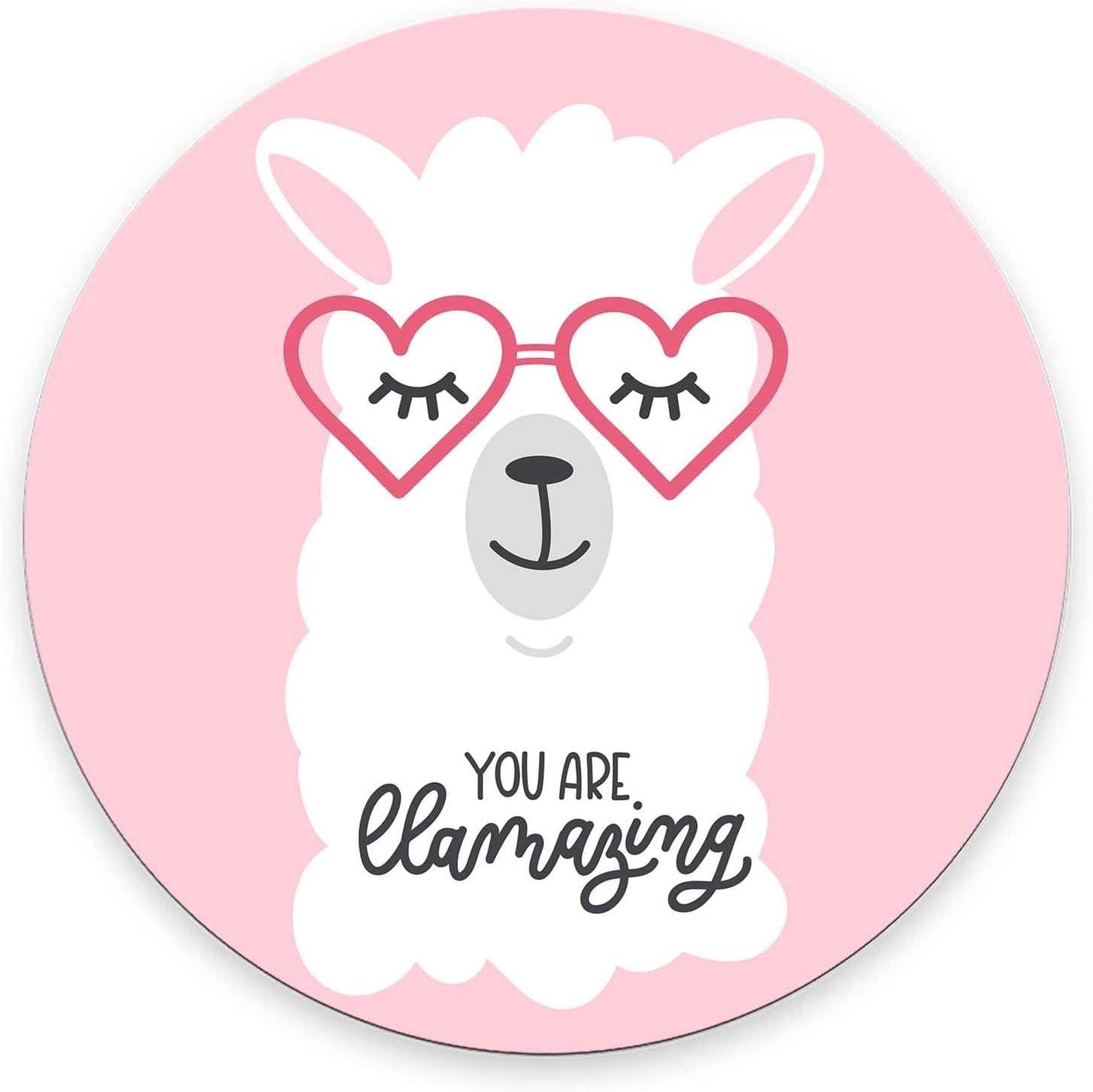 Round Mouse Pad, Llama Quote You are llamazing Customized Premium-Textured Mouse Mat,Washable Mousepads with Cloth, Non-Slip Rubber Base Small Mousepad, 7.9×7.9×0.12 inches
