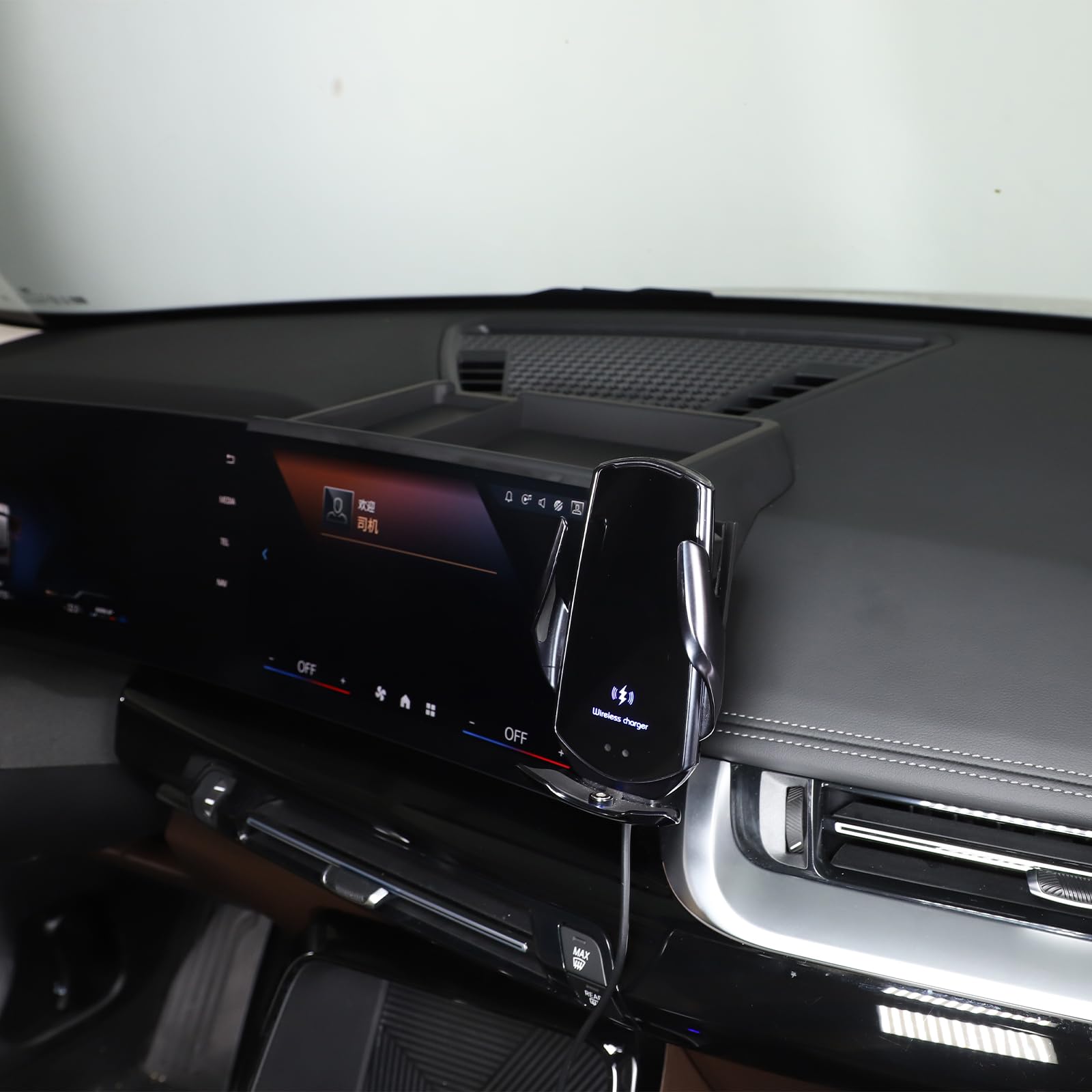 Center Console Organizer Compatible with BMW X1 U11 2023-2024, Navigation Screen Back Organizer Tray, GPS Screen Side Mobile Phone Holder, Hands-free Car Phone Holder Stand Mounting Bracket (Type A