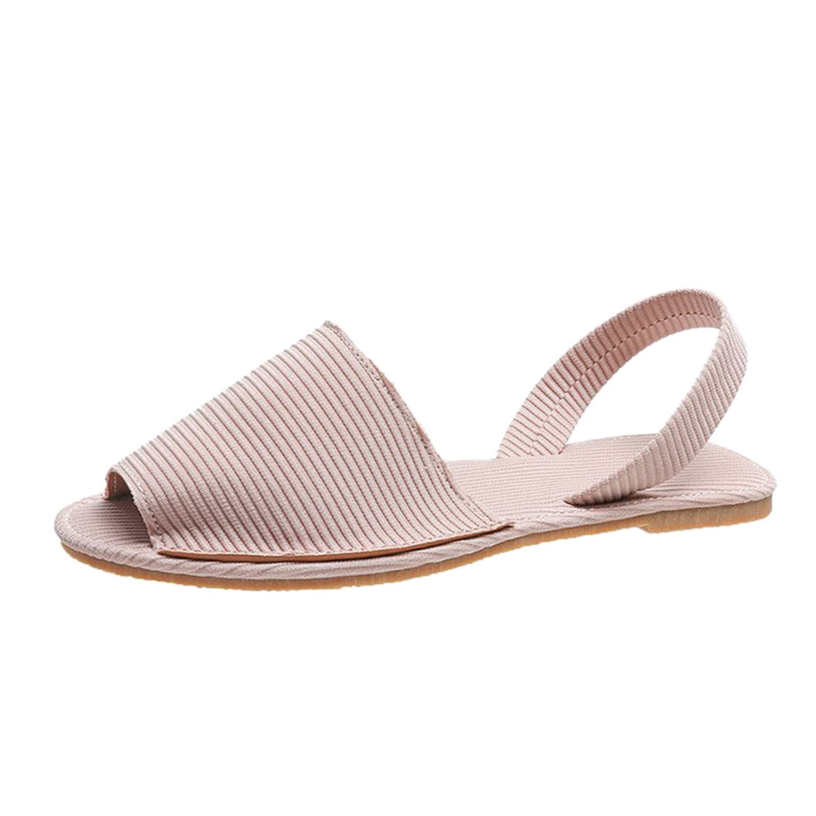 Report Sandals for Women Fashion Wear Outer Slippers Women's Mouth Casual  Fish And Flat Sandals Striped Women's sandals Gold Strap Sandals Flat  (Pink, 6): Amazon.co.uk: Fashion