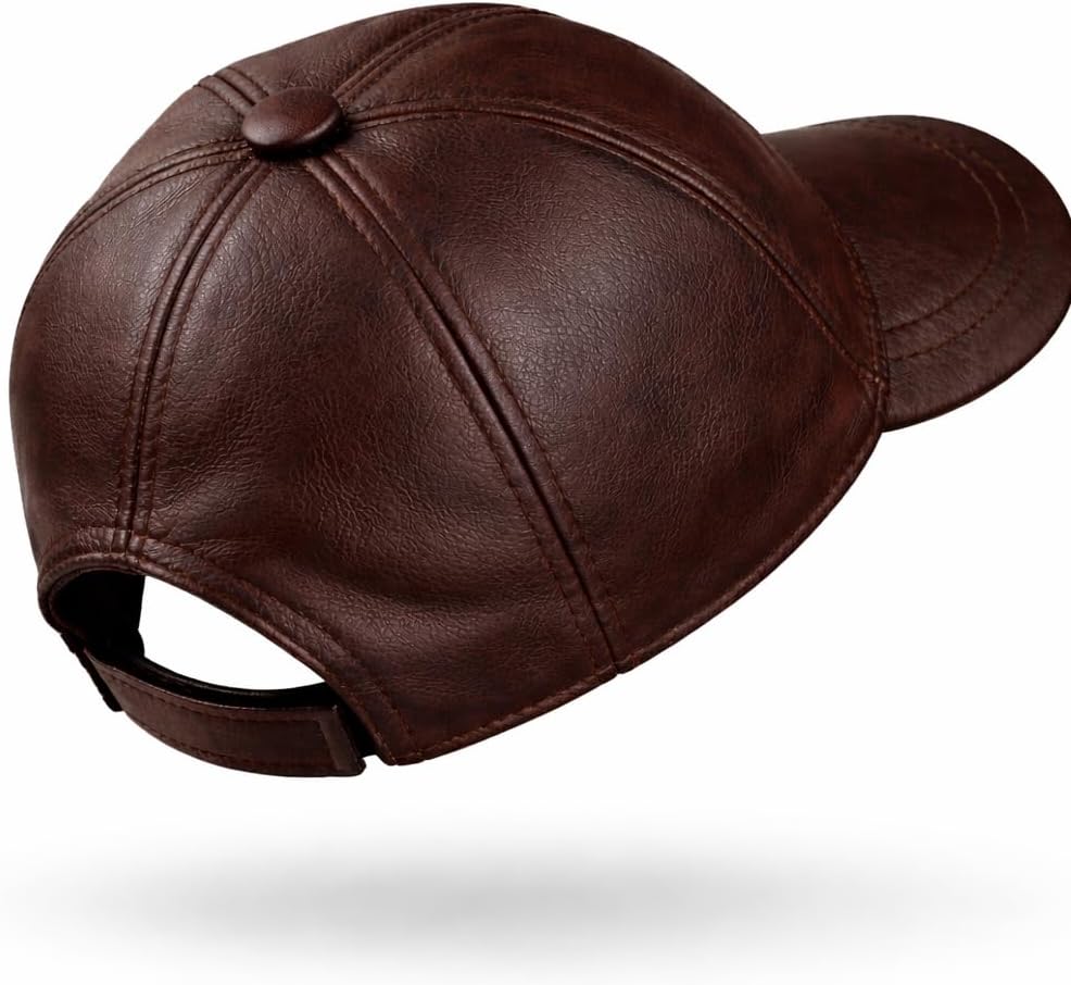 Genuine Sheepskin Leather Baseball Cap – Adjustable Urban Leather Hat for Men & Women, Soft Lambskin, One Size Fits S–2XL