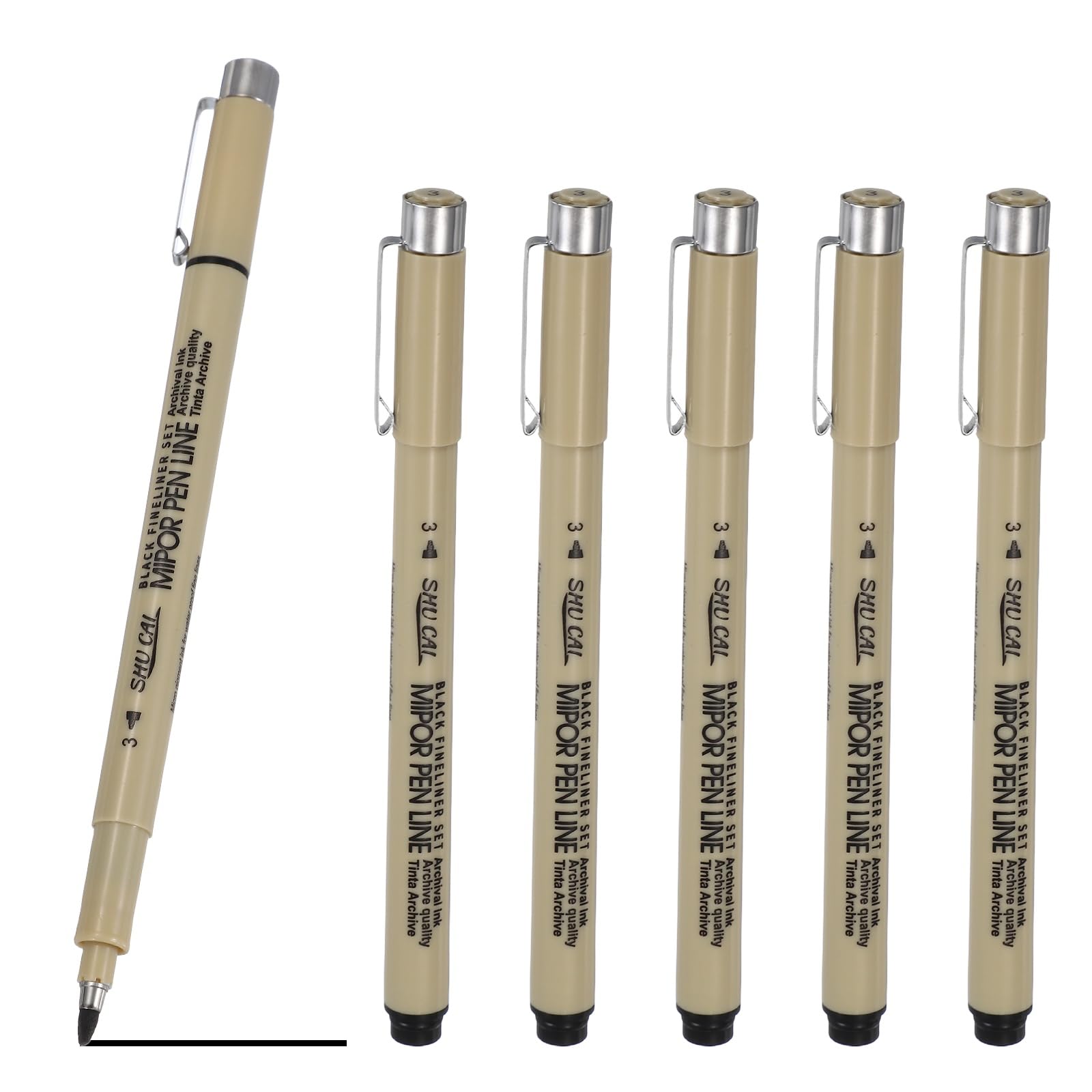 PATIKIL Fineliner Pens, 6 Pcs 3 3mm Fineliner Marker Black Waterproof Ink Archival Drawing Pens Art Supplies Set for Sketching Journaling Scrapbooking Artist Illustration