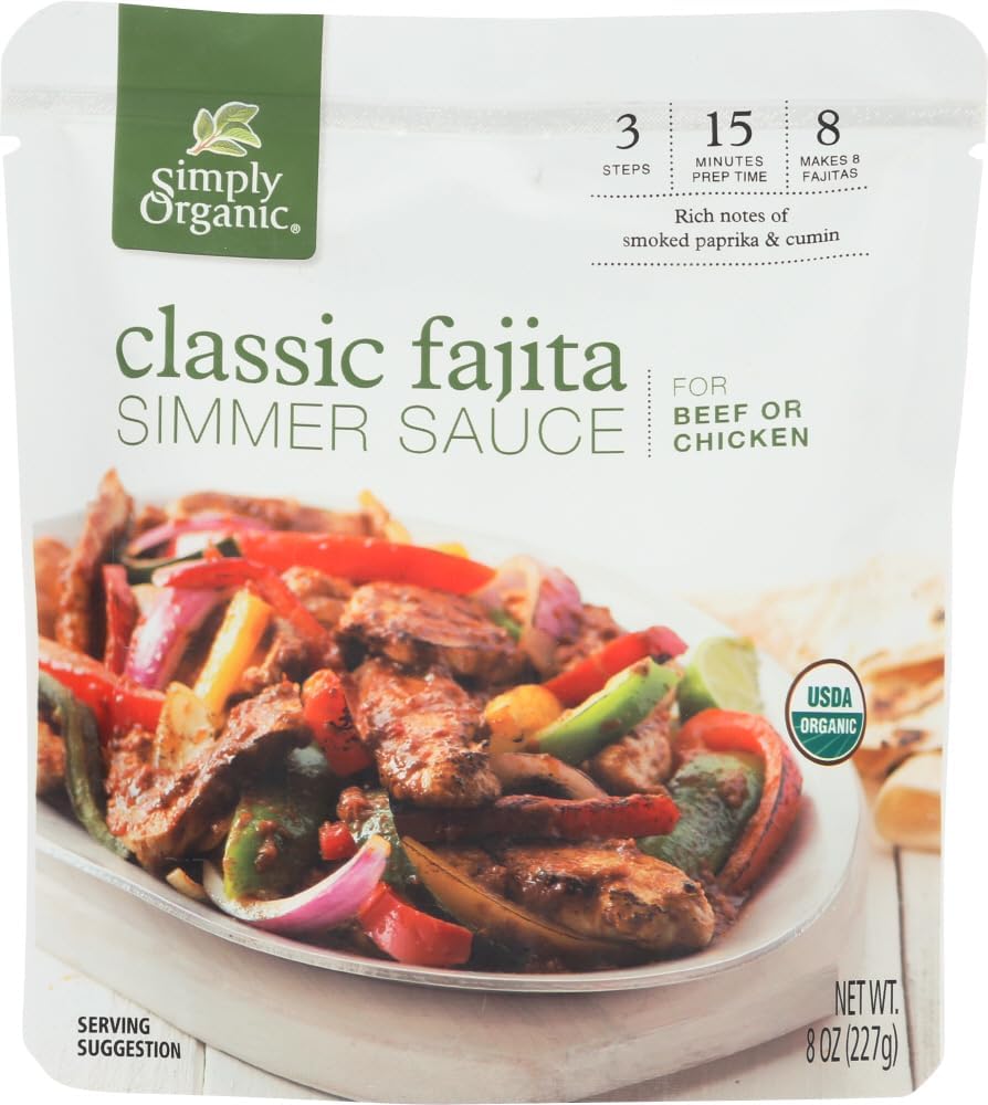 Classic Fajita Simmer Sauce, Certified Organic | 8 oz | Pack of 6
