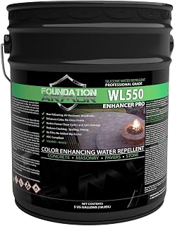 Foundation Armor WL550 5 Gallon Matte Wet Look Concrete Sealer - Deep Penetrating Solvent-Based for Brick, Pavers, Stone, Long-Lasting Protection