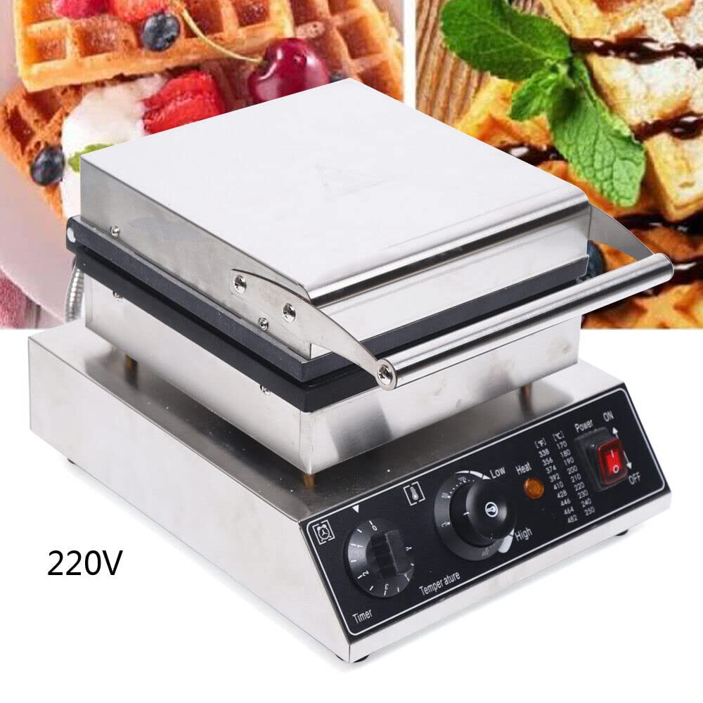 1750 W, máquina de gofrado con indicador LED, temperatura ajustable, gofrera eléctrica comercial, adecuada para familia, restaurante