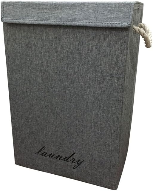 Fabric Laundry Basket with Lid Basket Storage Organizer - Clothing Laundry Storage Box (Grey)