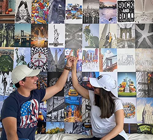100 fotos decorativas con adhesivo. En cartulina estucada de 250 gr y buena resolución de impresión. Laminas pared a color para decoración de habitación y decoración de hogar. Aesthetic. Nueva York Cover