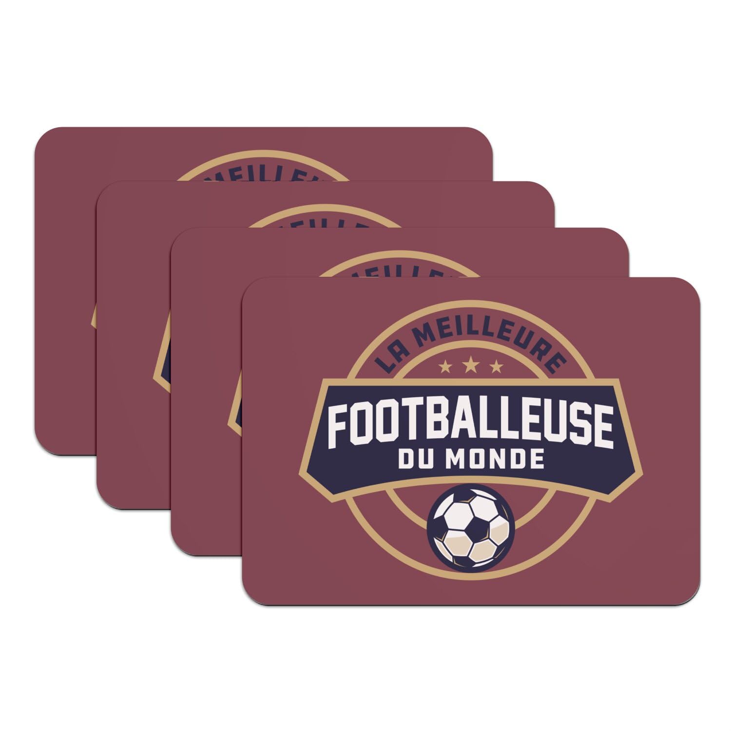 Set de table footballeuse grand format caoutchouc rouge dessous de plat sport x4