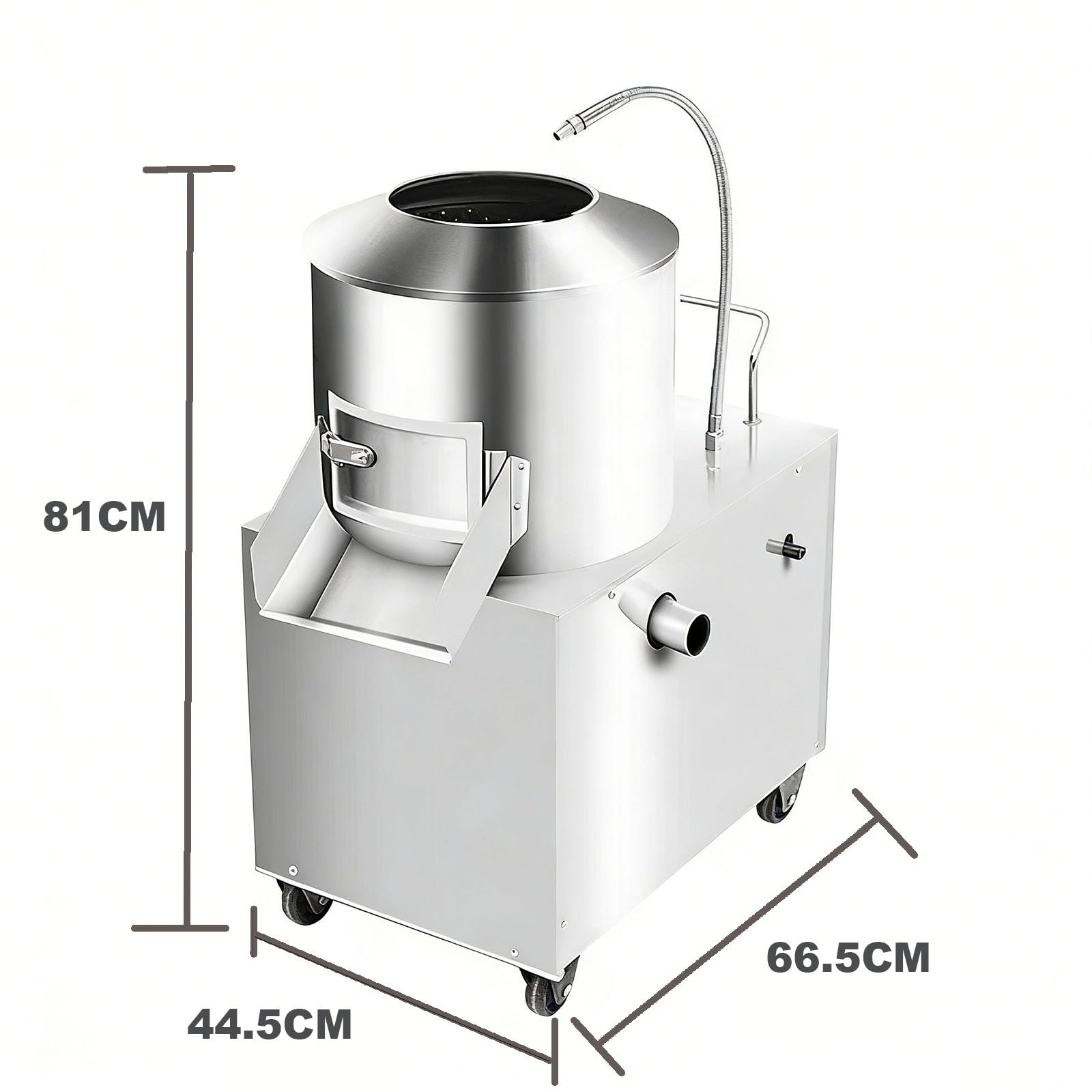 Pelapatate Professionale, Pelapatate Elettrico in Acciaio Inox 201 con Ruote e Parete Interna Satinata, 240–450 kg/h per Cucine, Ristoranti e Fast Food