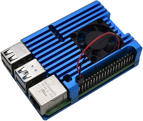 Wivarra para Raspberry Pi 4 4B Kit CNC Funda Protectora de Aluminio con Disipador TéRmico Ventilador Dual para Raspberry Pi 4 Modelo B (Azul) Informática,Componentes,Dispositivos externos,Cajas de ordenador de sobremesa