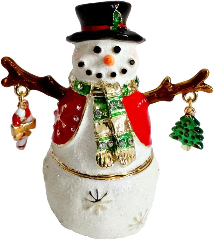 Snowman Jewelry Box Classic Snowman Decorative Hinged Trinket Box White