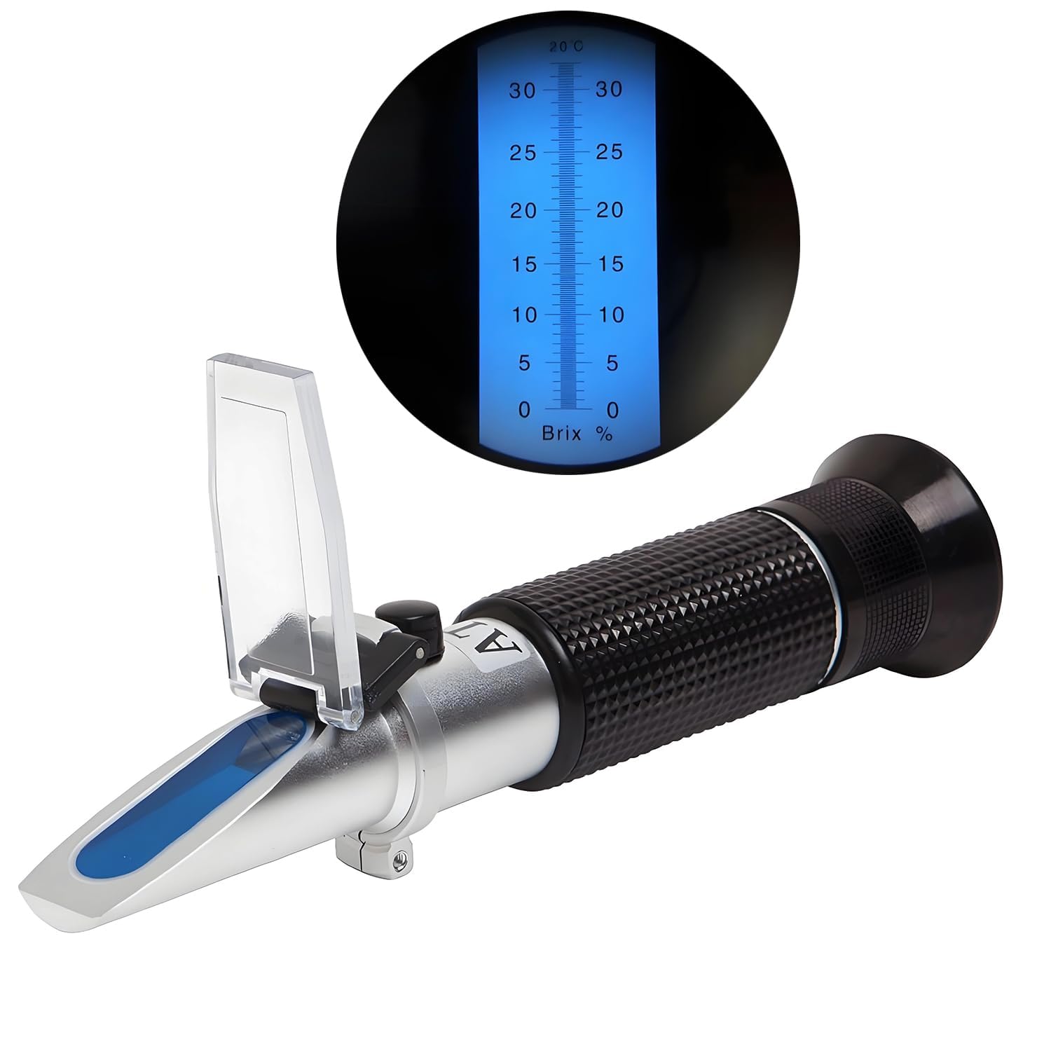 QUMOX Refractometer for Brix Testing, 0-32% Scale with ATC, Ideal for Early-Stage sap Monitoring, Fruit Juice, Wine, and Brewing.