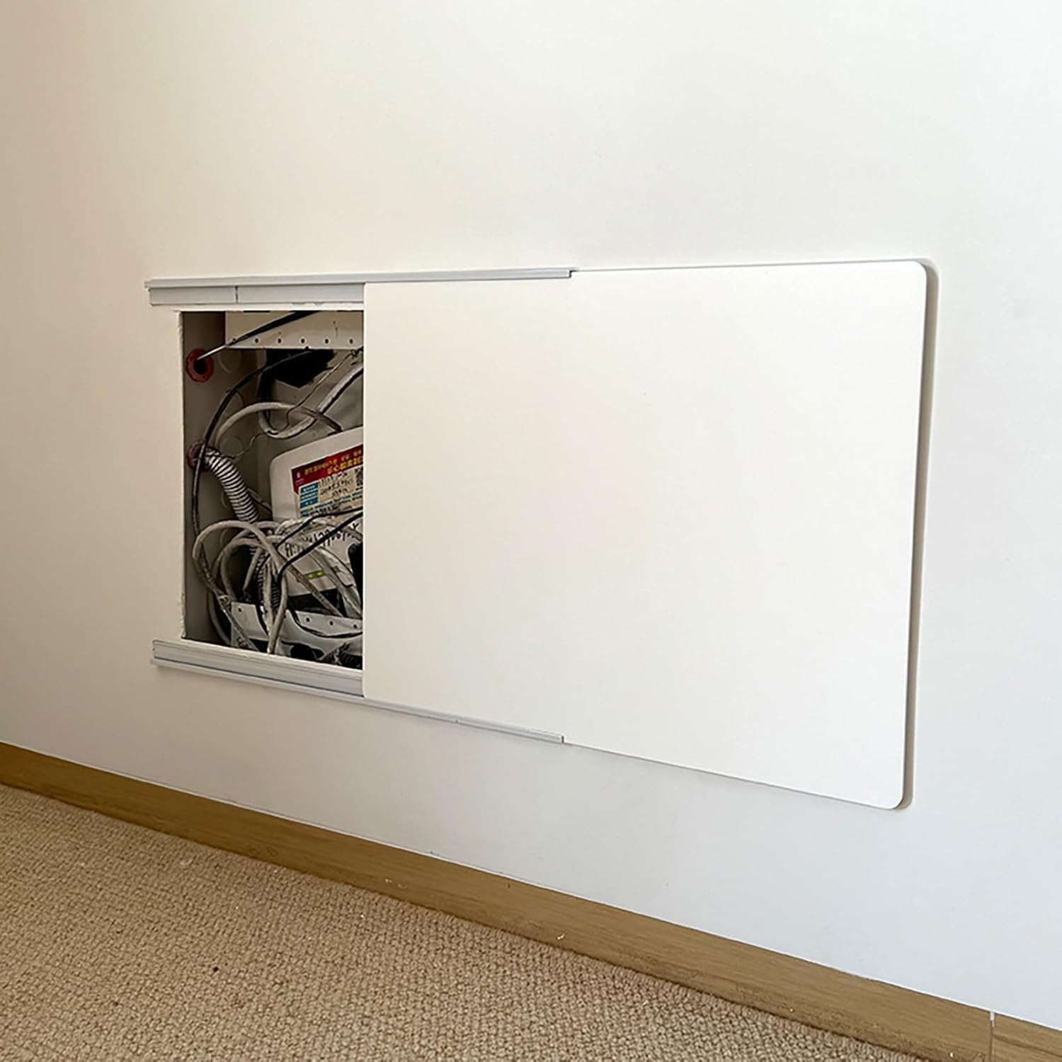 Copri Quadro Elettrico Copertura Scorrevole per Quadro Elettrico con Guida Autoadesiva Copertura Decorativa per Scatola del Contatore Elettrico Extra Sottile Copertura,09,45x35cm