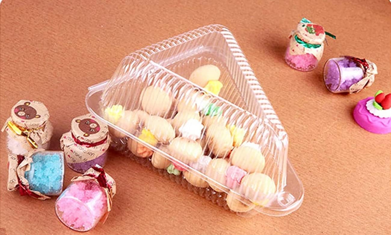 Mr. Miracle Cheesecake Wedge Containers Plastic Clear, Hinged. Pack of 50
