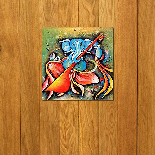 Image of 999STORE doorhanging ganesha with violen art printed framed door sticker (4 x 4 inches)