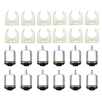 EUDAX 12 Pcs Rectangular DC Motor Mini Electric Motor 1.5-3V 24000RPM, Motor Mounting Bracket Holder for DIY Toys