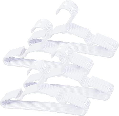 Miniatura 11 de 60 piezas de perchas blancas para guardería de bebé, colgador antideslizante para pantalones de recién nacido, percha ultradelgada para niños