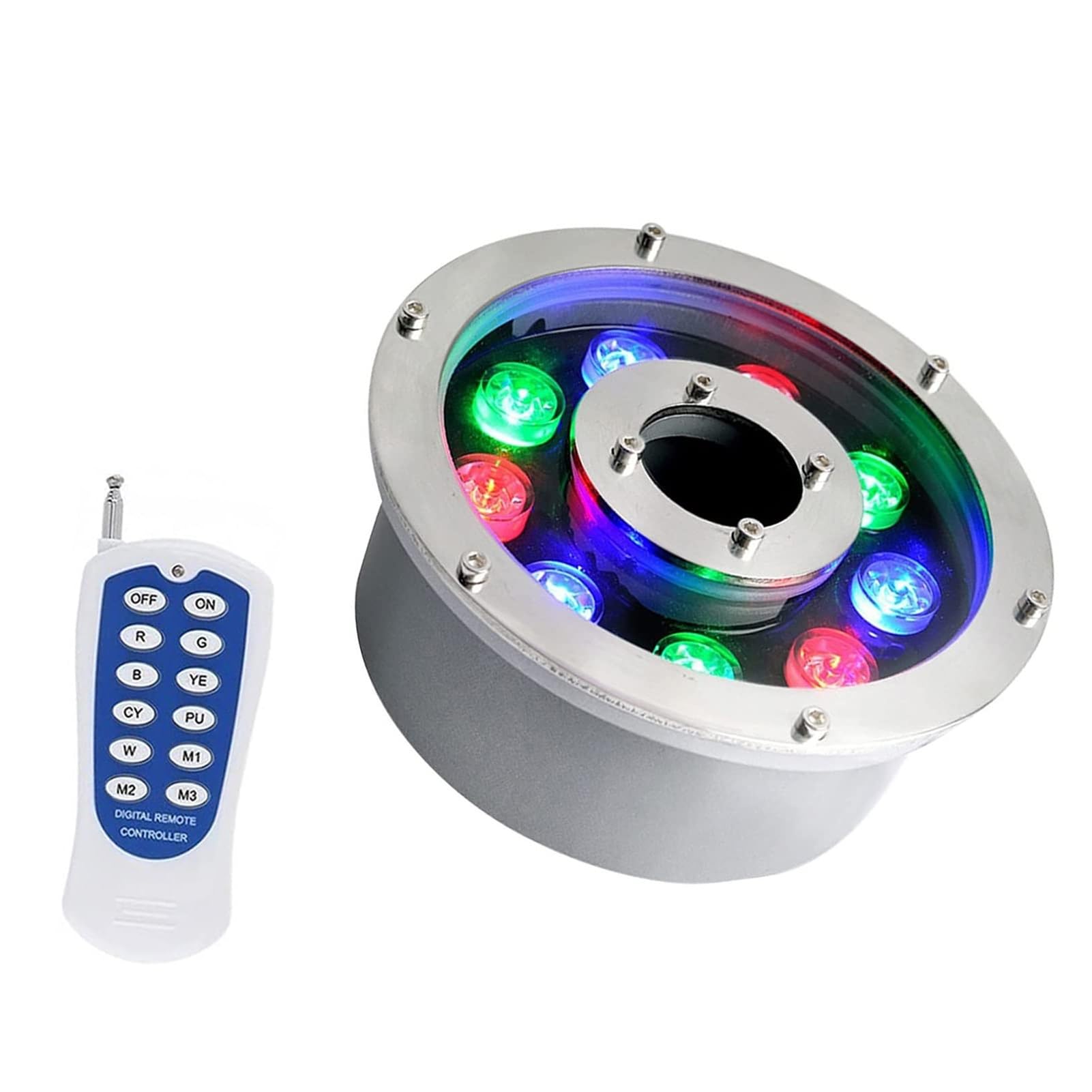 Submersible LED Pool Lights - With Remote Control Waterproof Underwater Light, LED Ring Fountain Lamp, RGB Color Change Water Feature Lamp, IP68 Waterproof Middle Hole Pond Lighting Light ( Color : RG