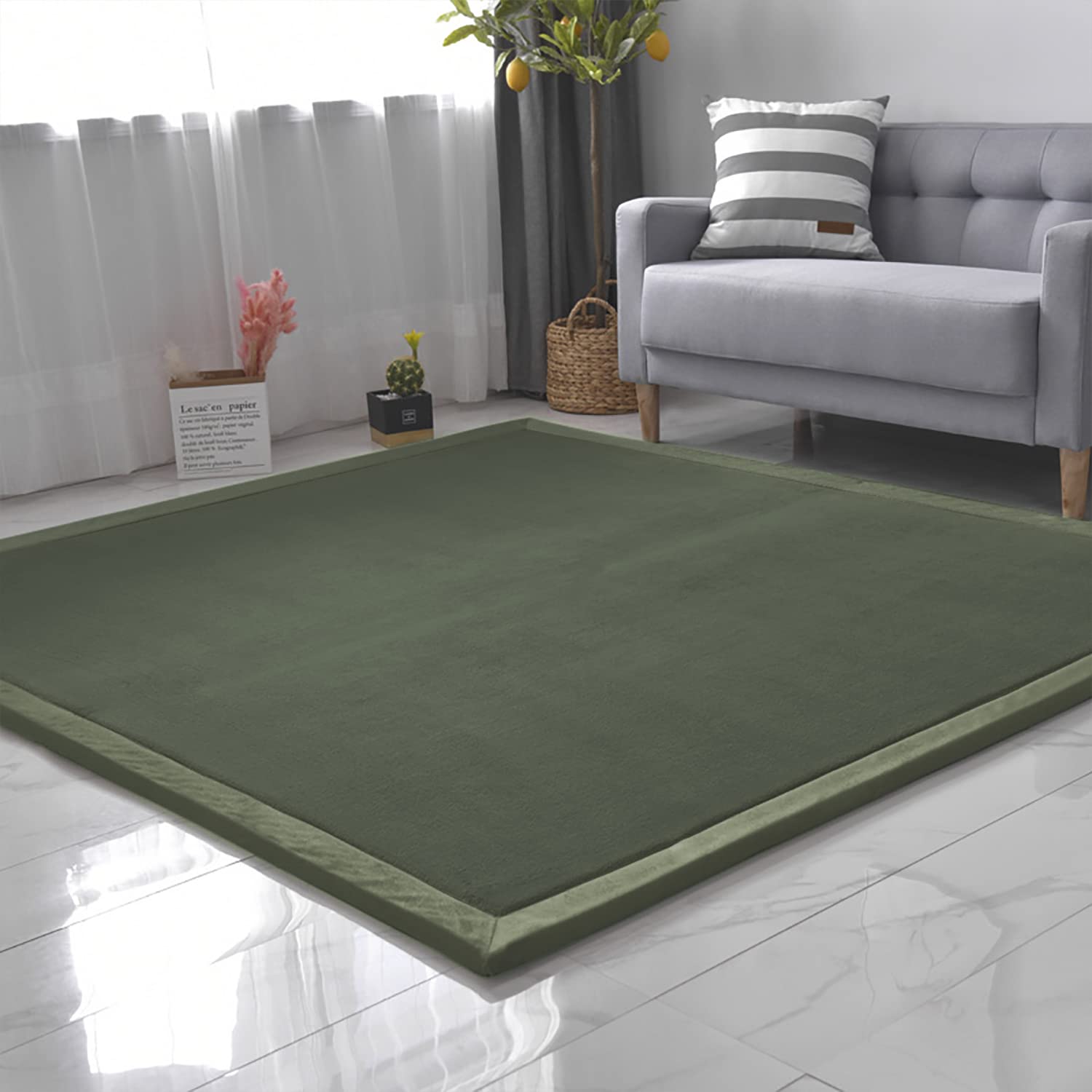 Tapis de Jeu en Velours Corail pour Bébé Enfant