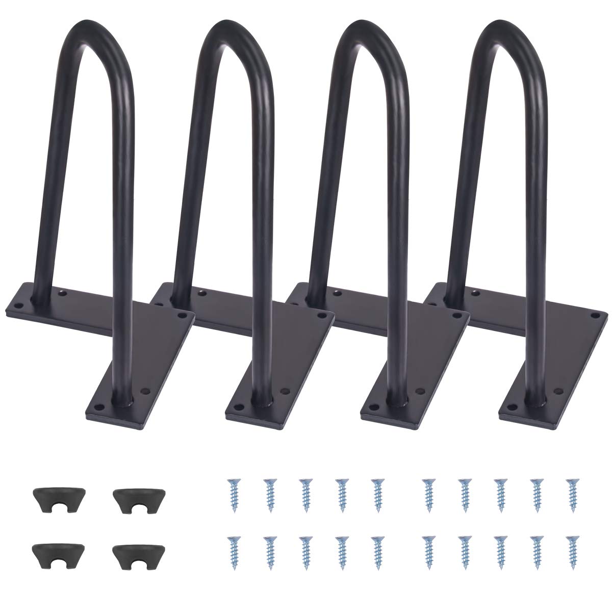 Metal Furniture Legs Heavy Duty Hairpin Legs 6 inch Set of 4 - Home DIY Projects Hairpin Table Legs Black with Floor Protector for Sofa, TV Stand, Cabinet Modern Desk , etc - 3/8" Diameter Metal