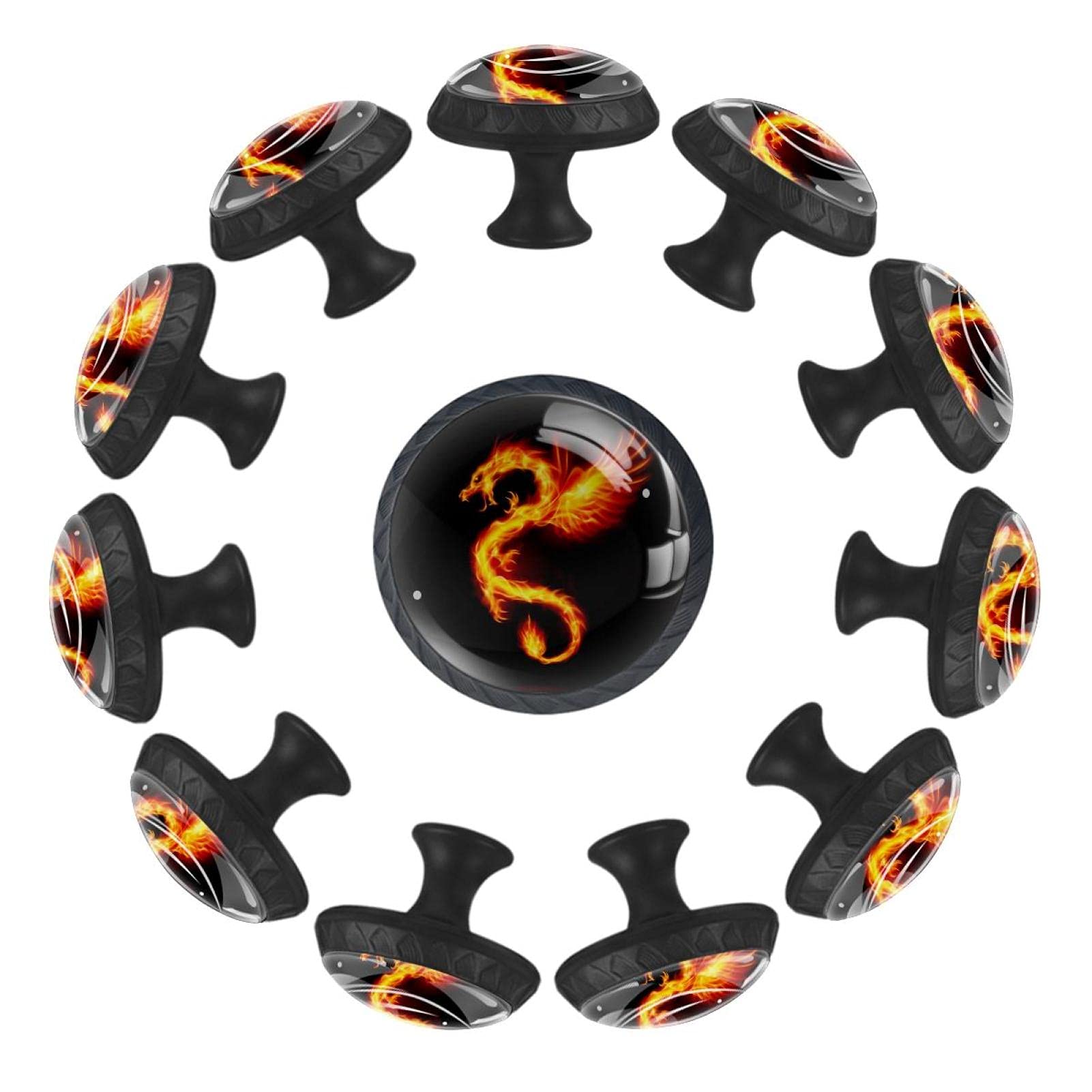 Bouton de tiroir dragon 35 mm en lot de 12, poignée de meuble symbole sagesse
