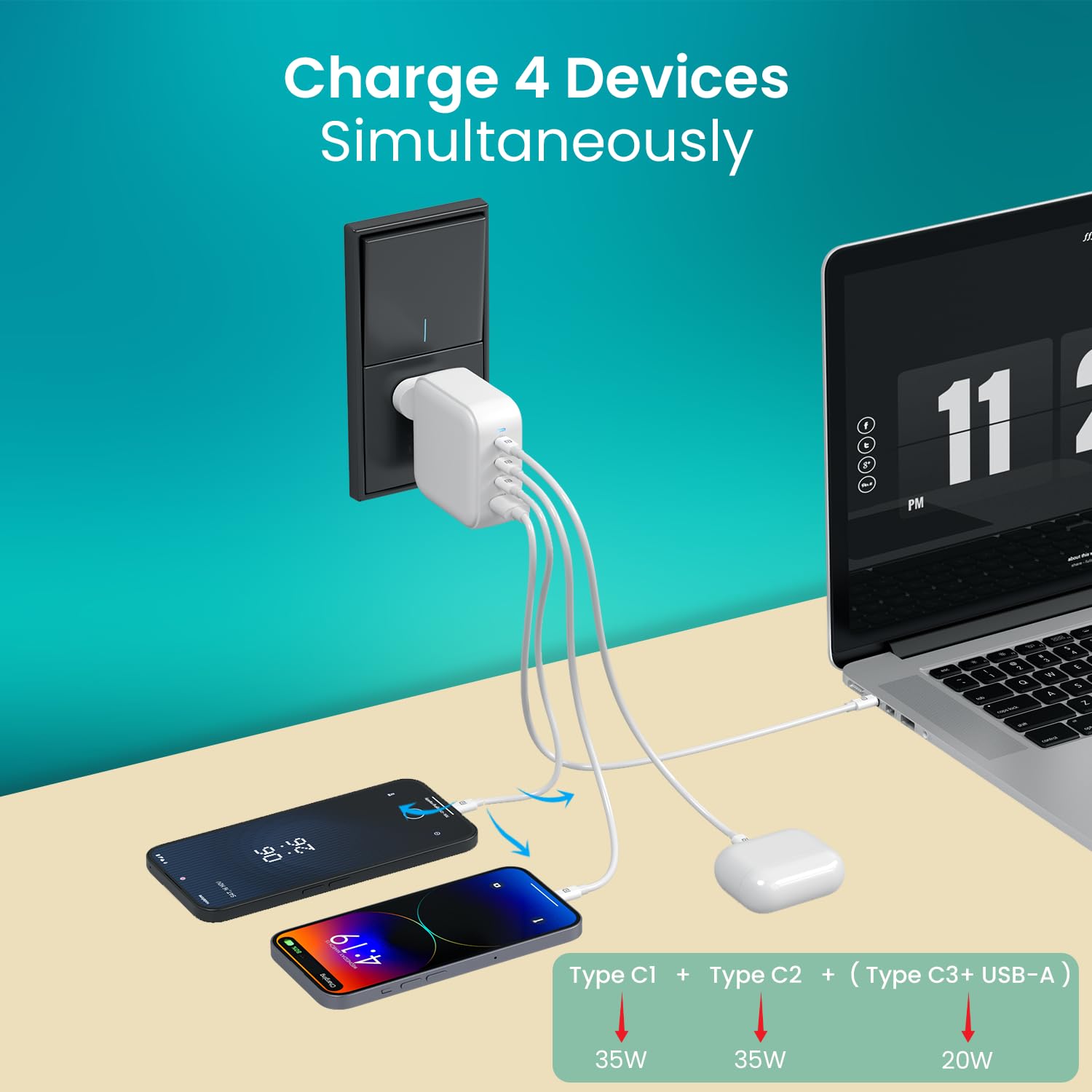 100W Fast Charging Adapter - Power 4 Devices! -4 100W Fast Charging Adapter - Power 4 Devices! -4