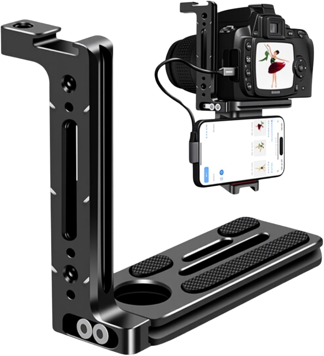 Soporte L para cámara en vivo, placa de liberación rápida para trípode con riel Arca compatible con Sony Canon Nikon Bmpcc DJI/Zhiyun Gimbal trípode monopié para Vlog