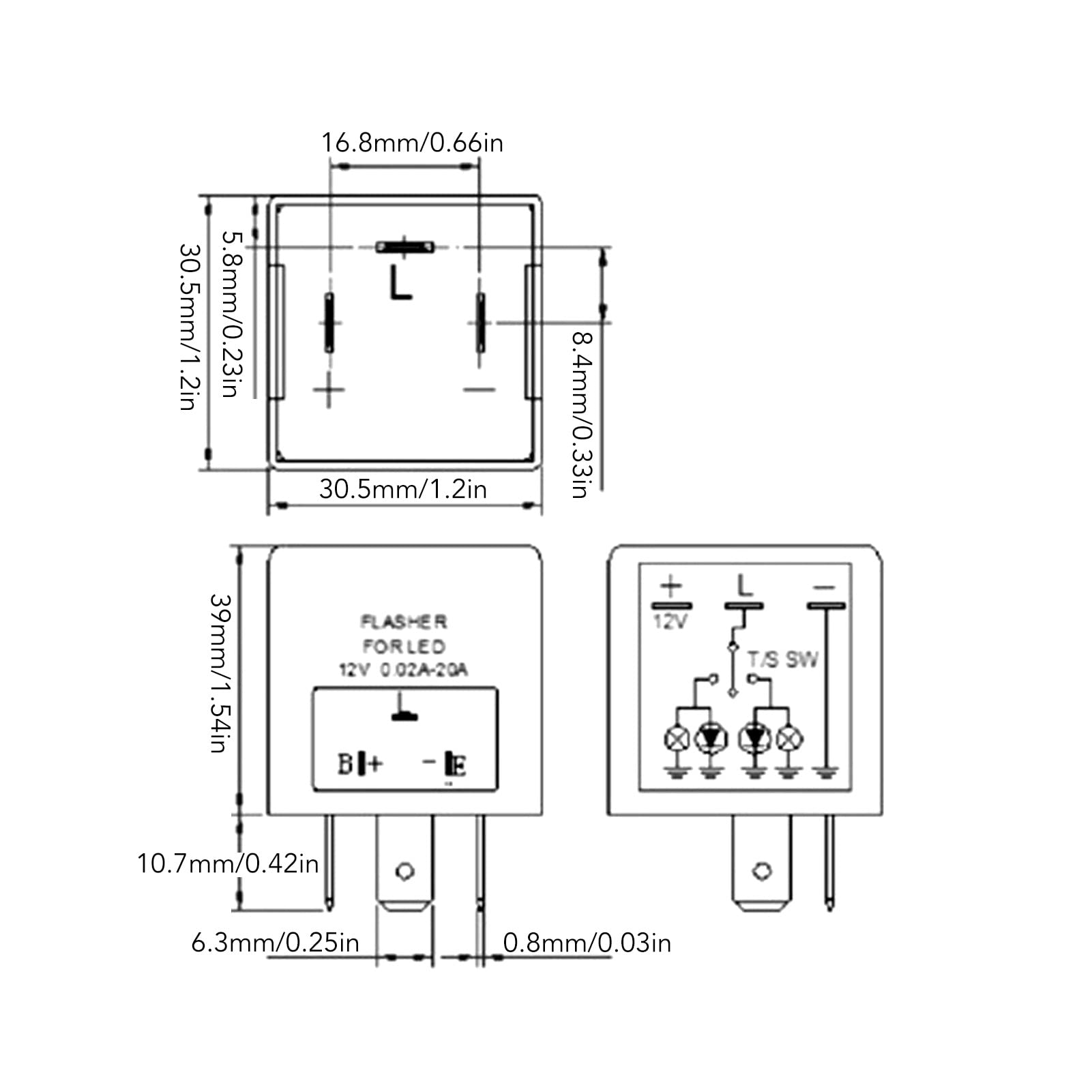Przekaźnik migający LED do samochodu 3 Pin DC12V 10a regulowana częstotliwość migania moduł wodoodporny ABS Fix dla żarówek LED wskaźniki kierunku dla samochodów motocykl