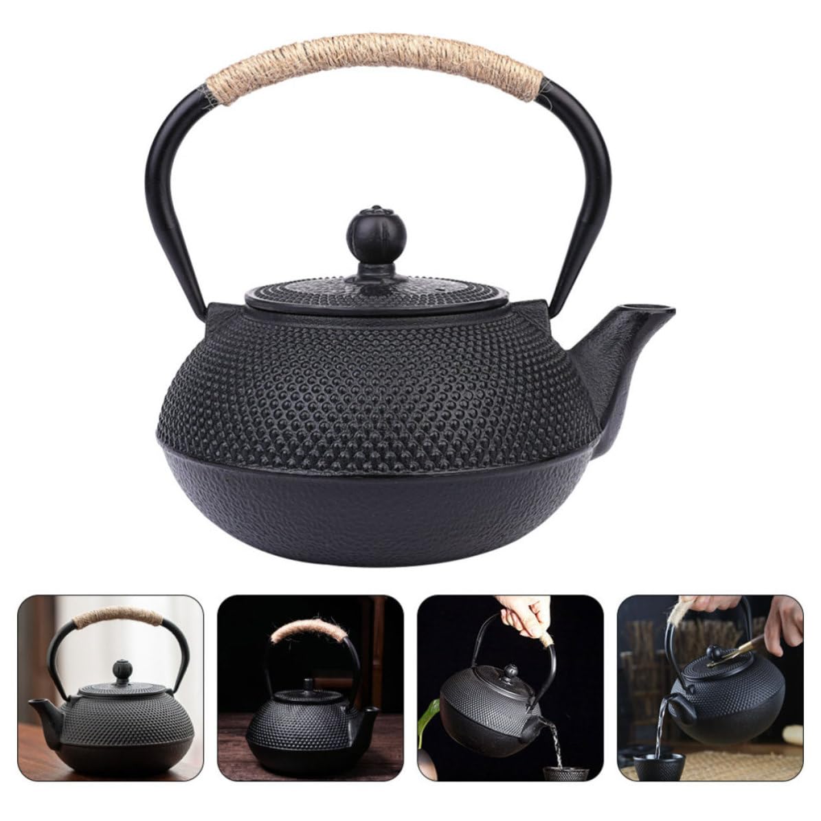Garneck Tetera de Hierro Fundido Japonesa con Infusor Antiquemaduras Tetera Retro Práctica para Hogar Oficina y Salón de Té
