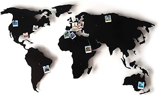 Decorizzly® Weltkarte aus Metall Magnettafel Wanddeko,120cm x 65cm Moderne und Einzigartige Wanddekoration, Hauptzusatz, Dekoration World Map magnetisch (3D Karte)