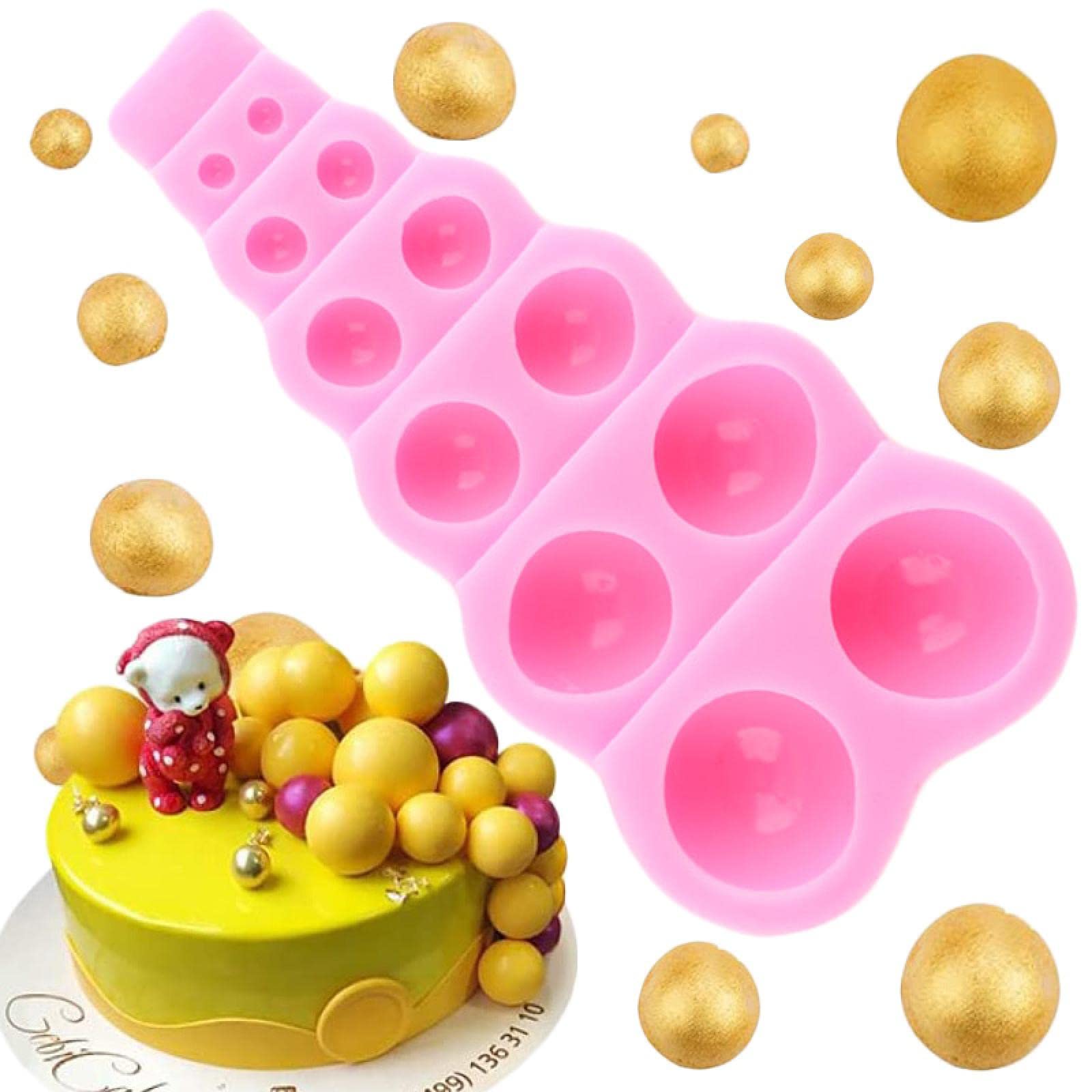 Moldes de jabón, molde de silicona de hoja de palma, moldes de chocolate con perlas de semisesfera, moldes de fondant de hojas de flores, herramientas de decoración de pasteles, 14,2 x 6,3 cm
