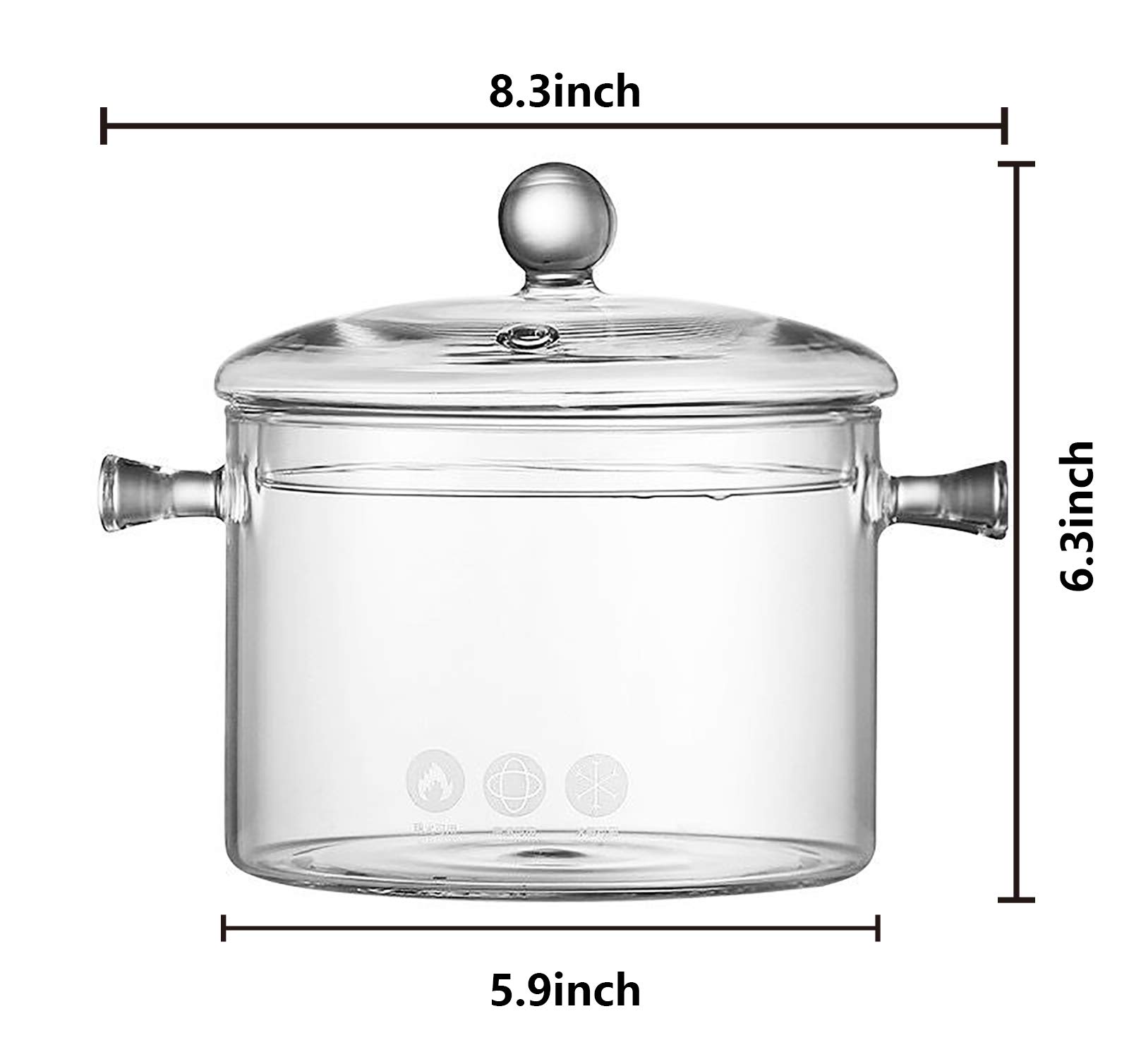 Jucoan 1.5L/50oz Glass Saucepan with Cover, Heat Resistant Stovetop Glass Cooking Pot with Lid for Pasta Noodle Soup, Milk - Image 2