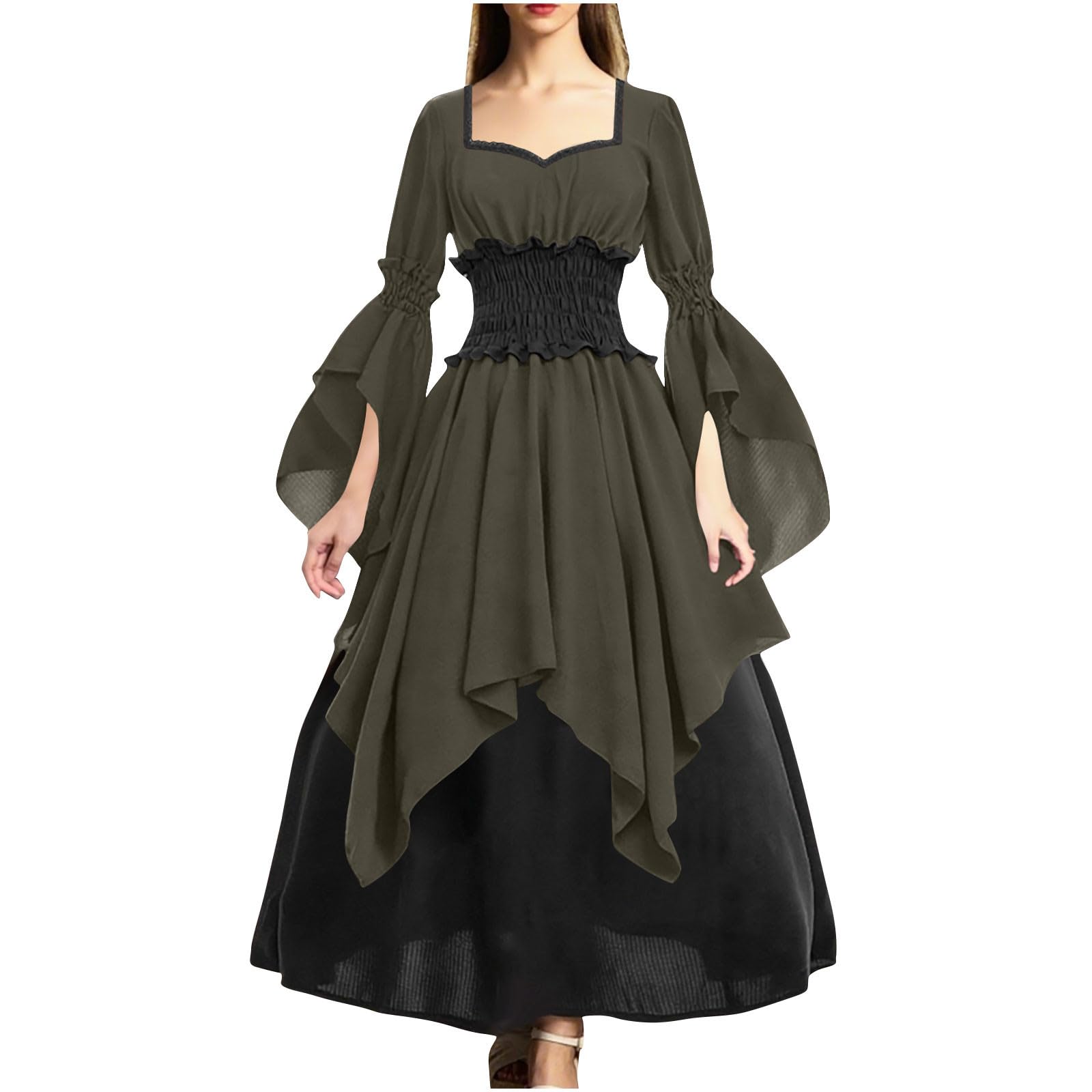 Mittelalter Kleid Damen Renaissance Kostüm Gothic Cosplay Kleidung Maxi | Retro Corsagenkleid, Faschingskostüm, Korsett Kleid,Steampunk Outfit,Viktorianisches Kostüme, für Cosplay Karneval Halloween