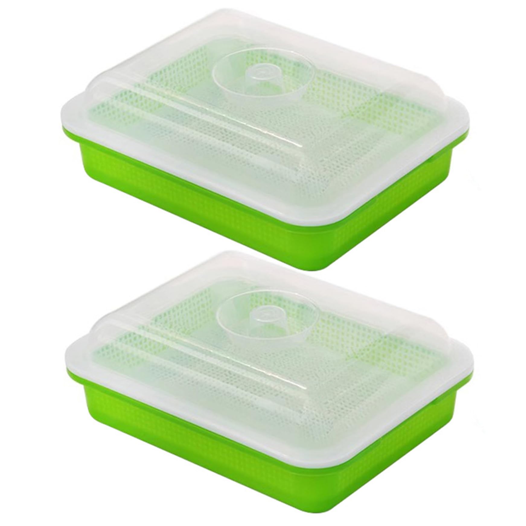 Neptuiby 2-Pack Sprouting Tray with Clear Lid, Microgreens Growing Trays for Indoor Gardening, Soil-Free Bean Sprouts Grow Kit for Wheatgrass, Alfalfa, Herbs.