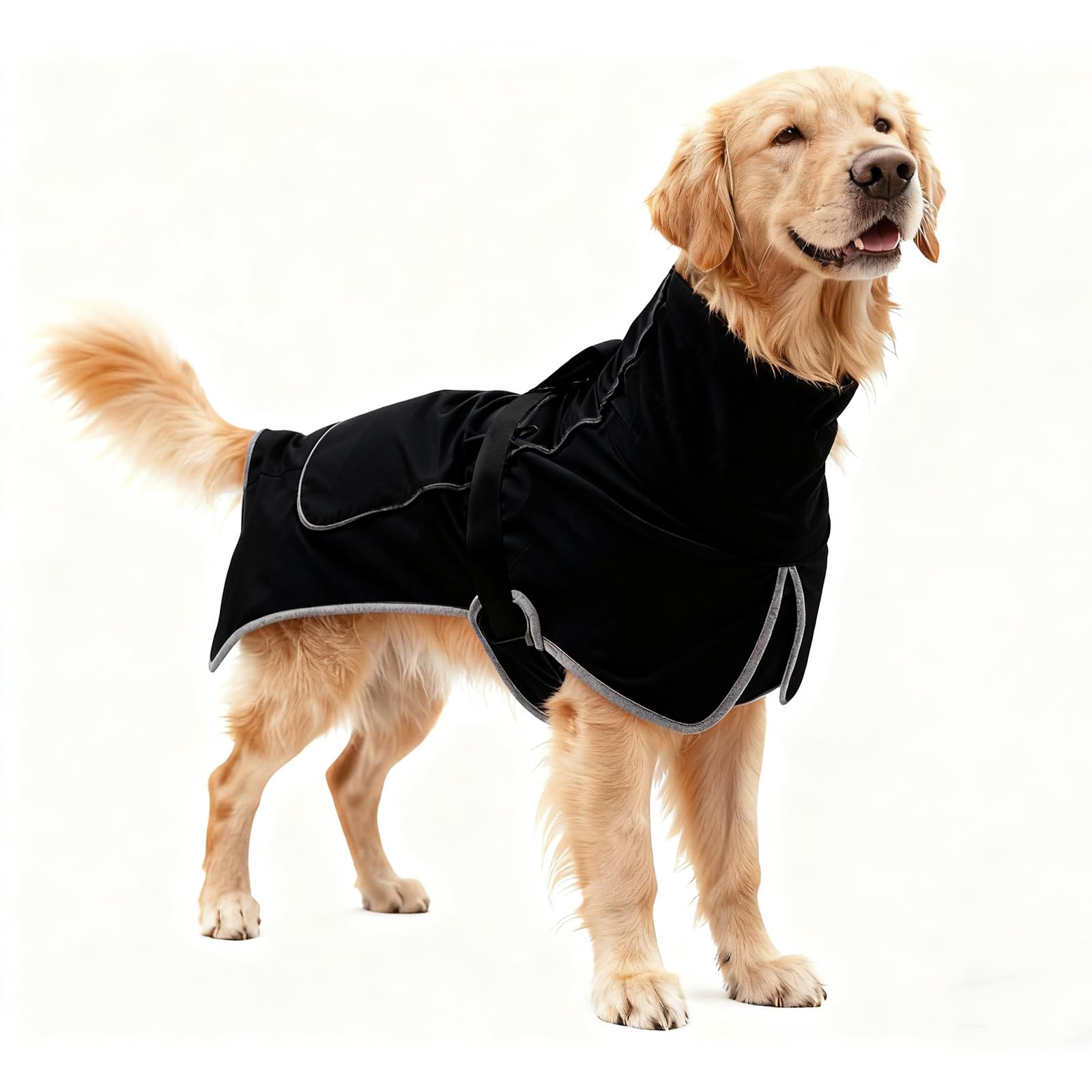Waterproof Dog Coat Winter Jacket Warm Dogs Coats with Collar Fleece Coats Waterproof Hiking Coat Adjustable Dog Raincoat Winter Jacket for Small Medium Large Dogs (black, 3XL)