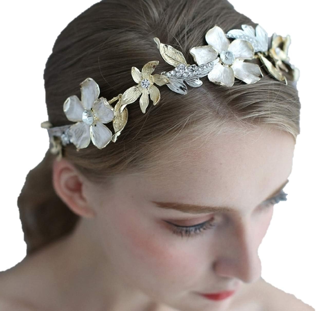 Kuros 髪飾り ホワイトゴールド 花 結婚式 ヘアアクセサリー ヘッドドレス カチューシャ ブライダル ウェディング ティアラ 花嫁 ジュエリー パーティー 披露宴 成人式 手作り フラワーガール Oc1319 1 Cienciaworld Com