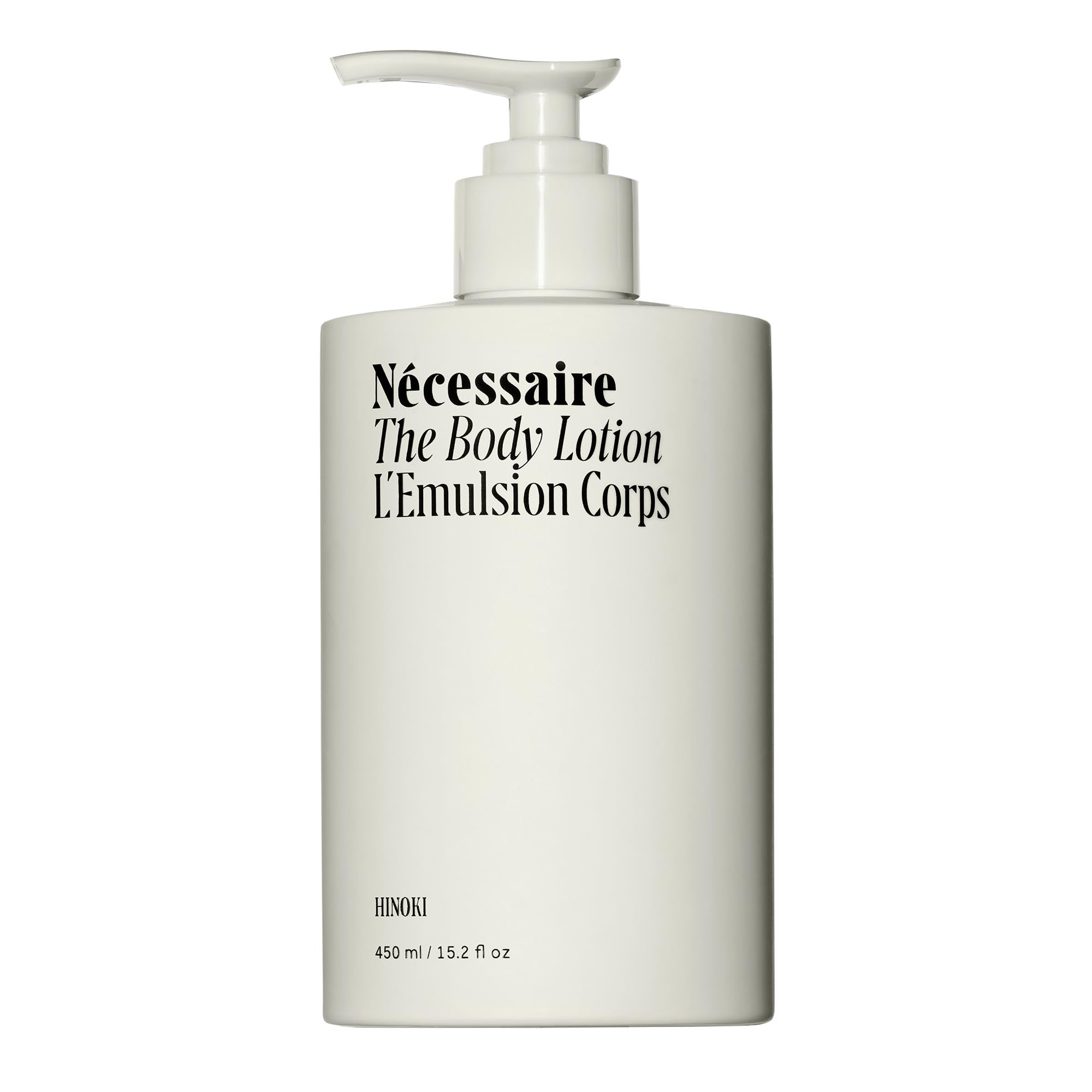 Nécessaire The Body Lotion with Pump – Hinoki Scented Body Moisturizer with Peptides, Niacinamide, Vitamins C/E & Omega 6/9 – Skin-Firming Daily Hydration – Dermatologist-Tested, Vegan – 15.2 oz