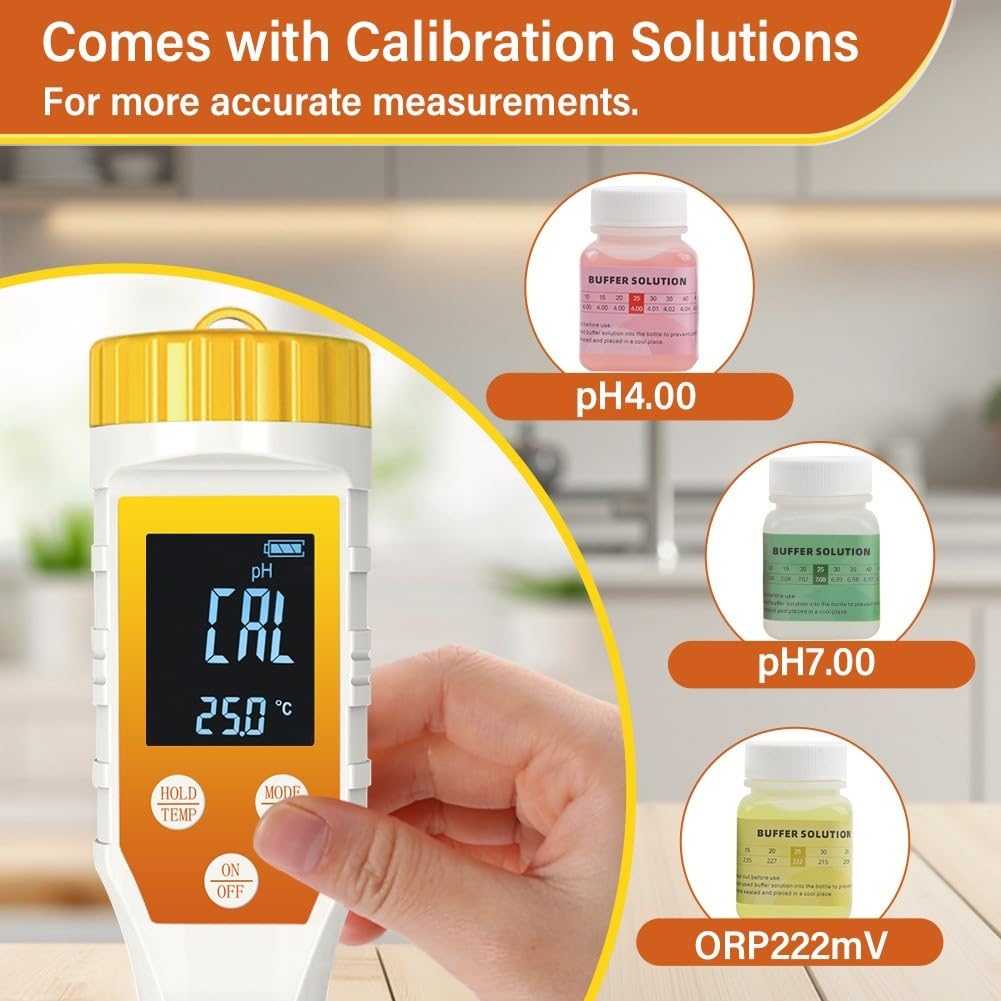 Probador digital de calidad del agua 7 en 1, medidor de salinidad de hidrógeno pH ORP con pantalla retroiluminada, análisis de agua potable