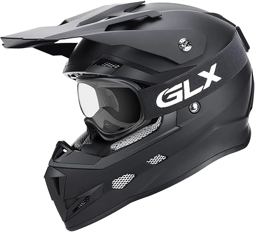 Miniatura 3 de GLX GX623 - Combo de casco de motocross y ATV para jóvenes, color negro mate, grande, DOT