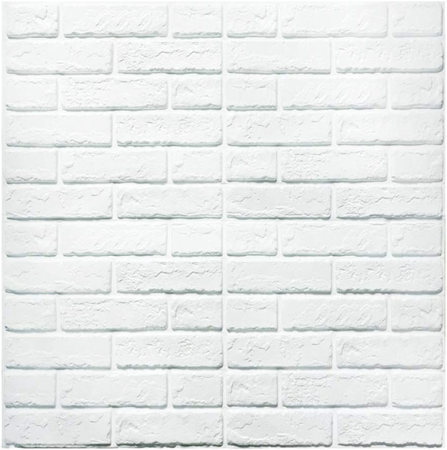 3D Brick Wallpaper, Removable Peal and Stick PE Foam Wall Sticker for Living Room Home Office sq ft 3.875/pcs (New Style 5 Sheets Brick White)