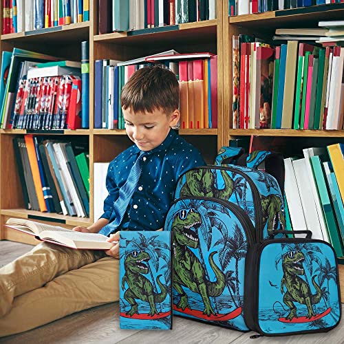 Agsdon 3Pcs Dinosaur Backpack For Boys, 16" Little Kids Preschool School Bookbag And Lunch Box #TOP7