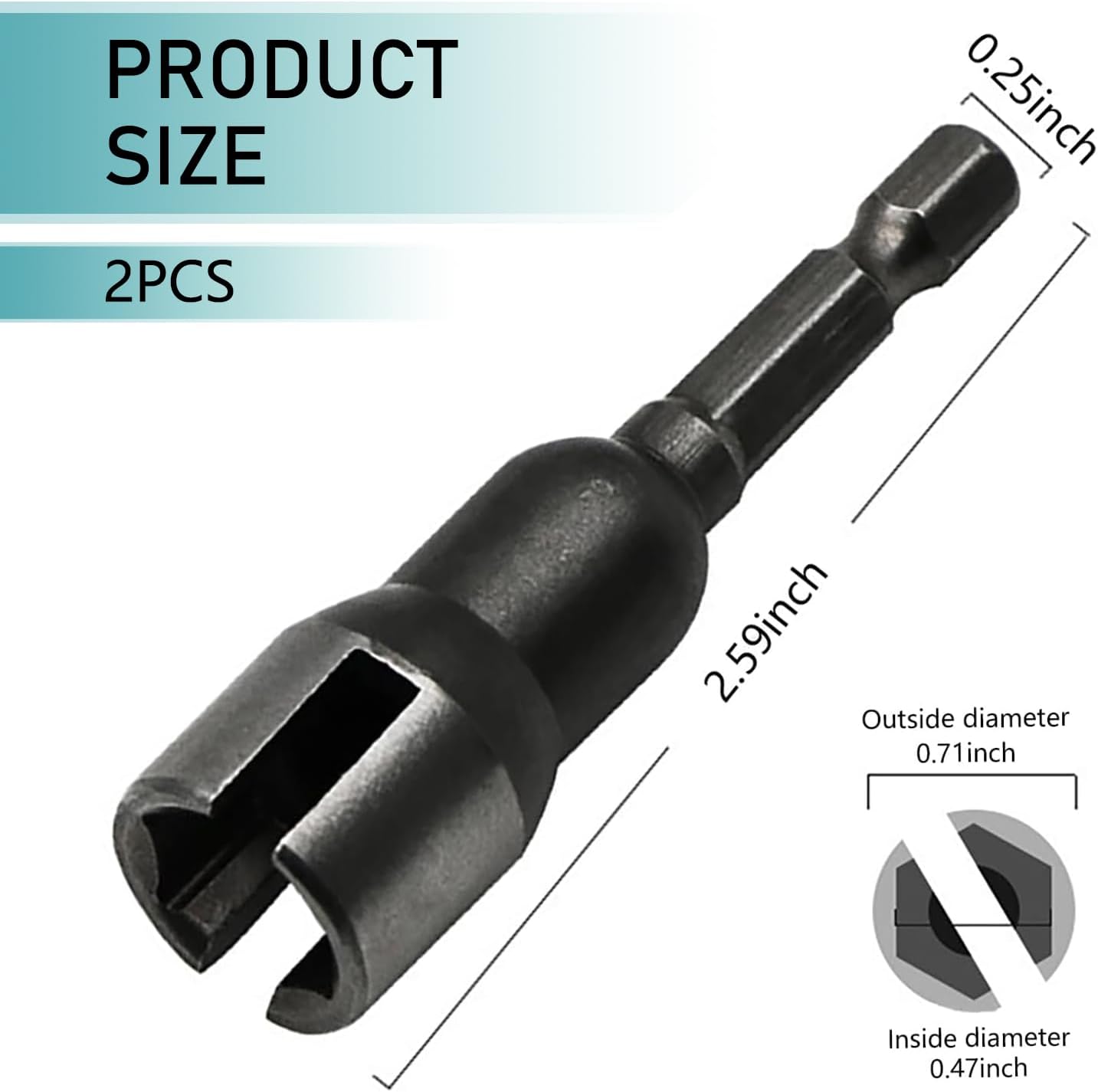 Power Wing Nut Driver Set, Hex Shank Nut Disassembly Tools for Panel Nuts Bolts C Hook Screws Eye, Wing Slotting Socket Wrench, Universal for Most Cars Trucks (Black #2.5 In Height)