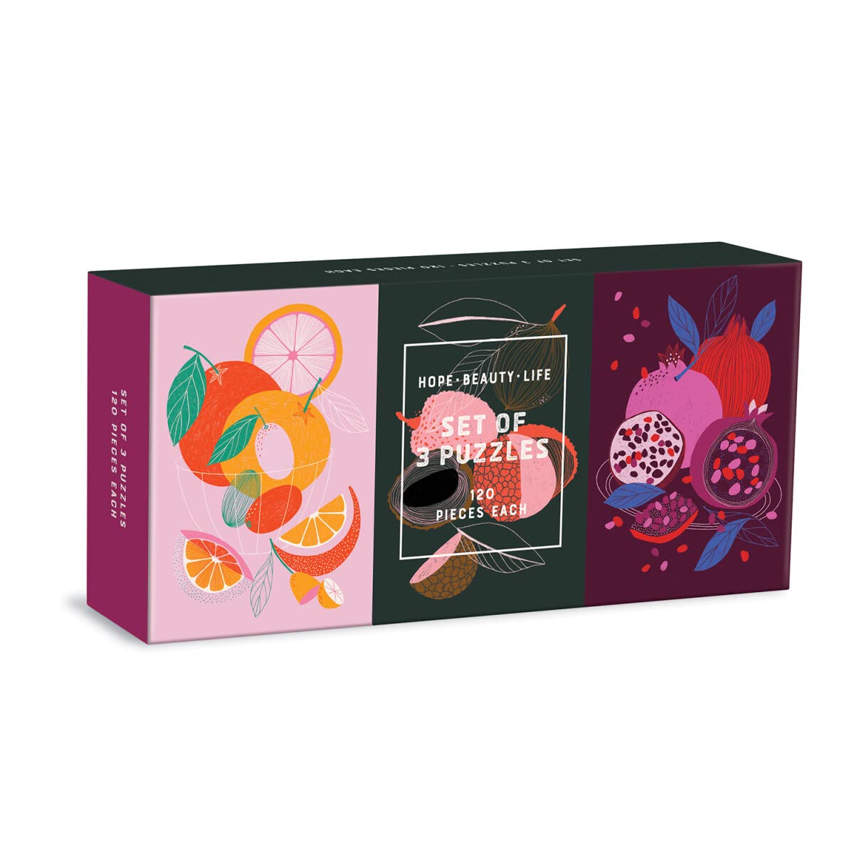 Galison Hope Beauty Life Puzzle Set, Includes 3 Coordinating 120-Piece Puzzles, 5.5” x 8” Each – Art Puzzle with Illustrations by Marisol Ortega,
