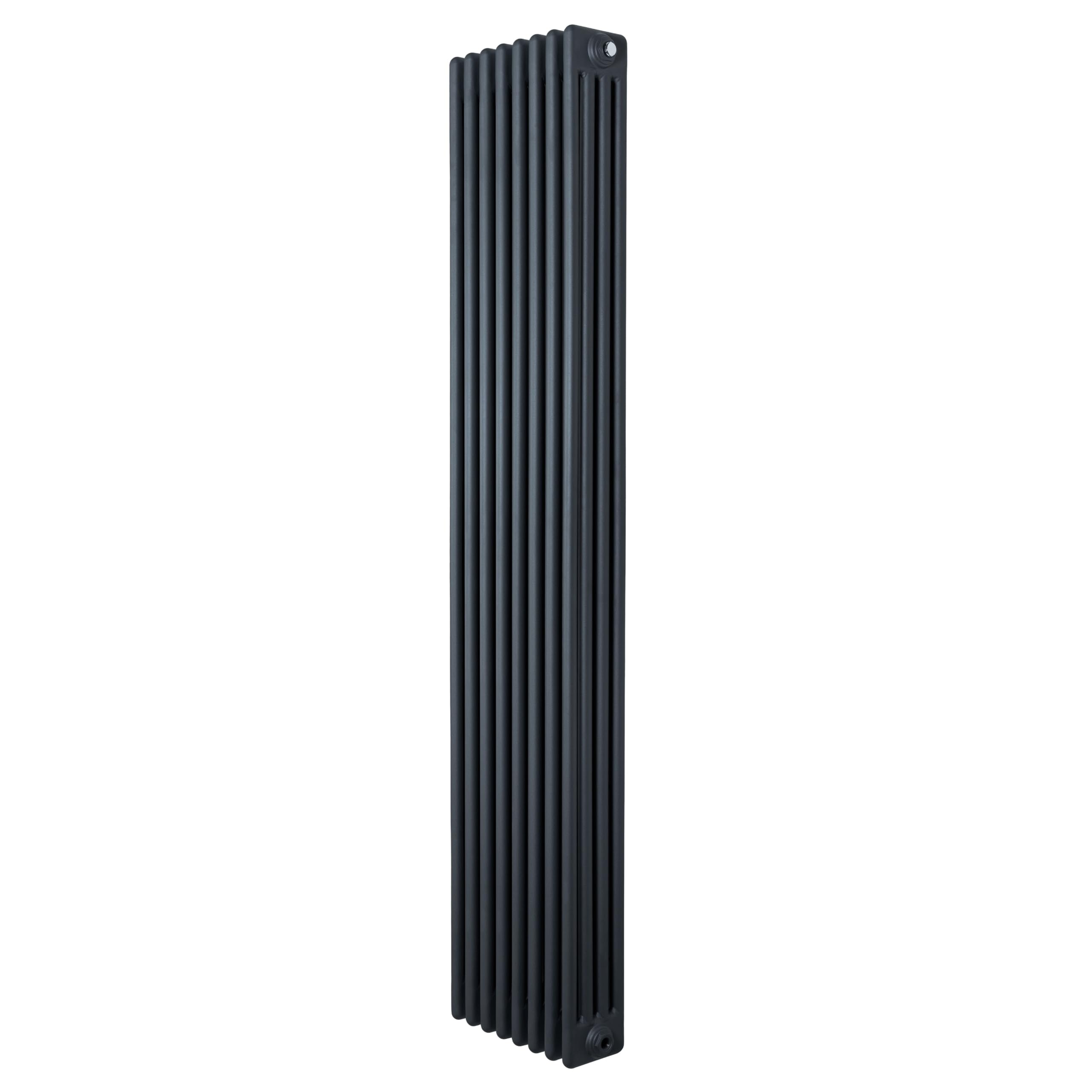Radiatore Tradizionale a 4 Colonne 1800 x 380 mm Verticale Acciaio al Carbonio Riscaldamento Centrale Design Classico Antracite con Kit Fissaggio e Spazzola Pulizia