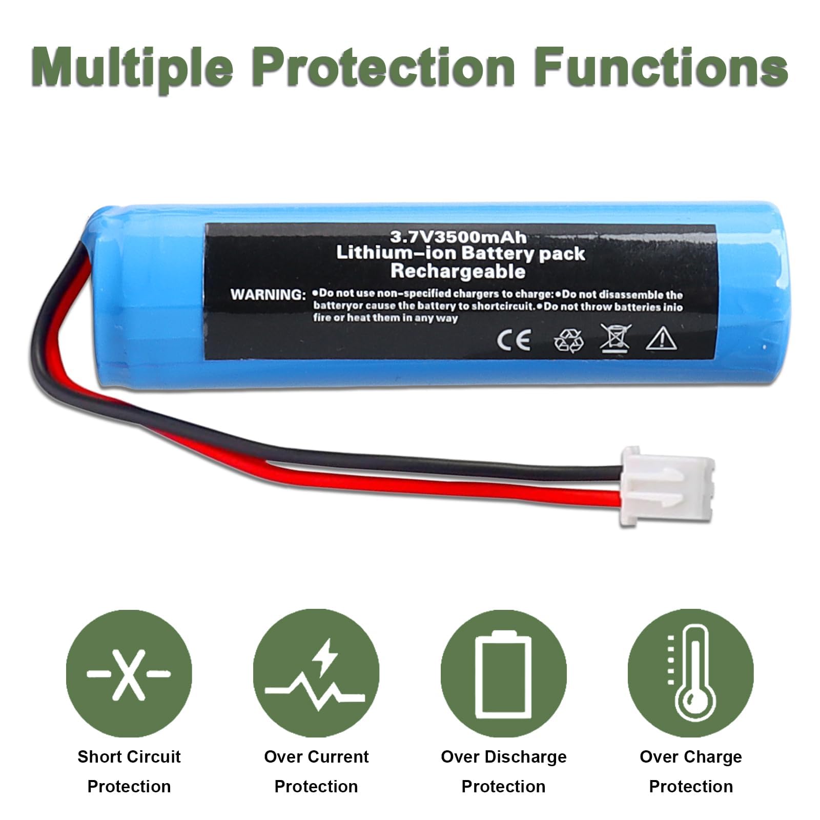 MXJFYY XH2.54-2 baterías de Iones de Litio de 3,7 V y 3500 mAh con Conector XH2.54 para electrónica, Juguetes, iluminación, Altavoces Bluetooth, linternas, Controles remotos y proyectos de Bricolaje — view 5