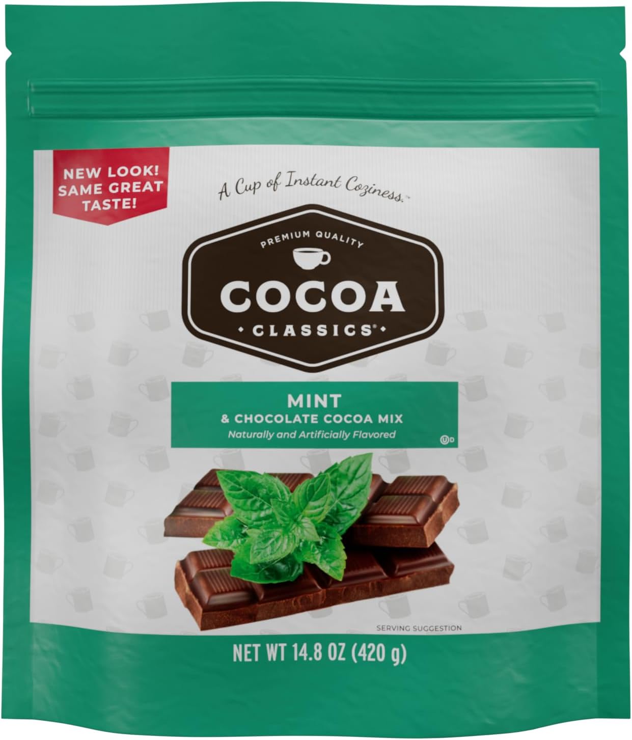Mint Cocoa Mix, Hot Chocolate, Made with Nonfat Milk, Just Add Hot Water, Make Hot or Iced Cocoa, Gluten Free & Kosher Dairy Friendly, 14.8 oz Pouch (Pack of 1)